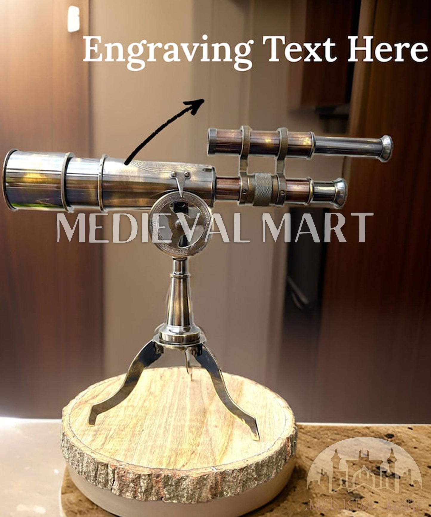 MEDIEVALMART Nautical Antique Telescope with Tripod, Corporate Gift, Groomsmen Gift