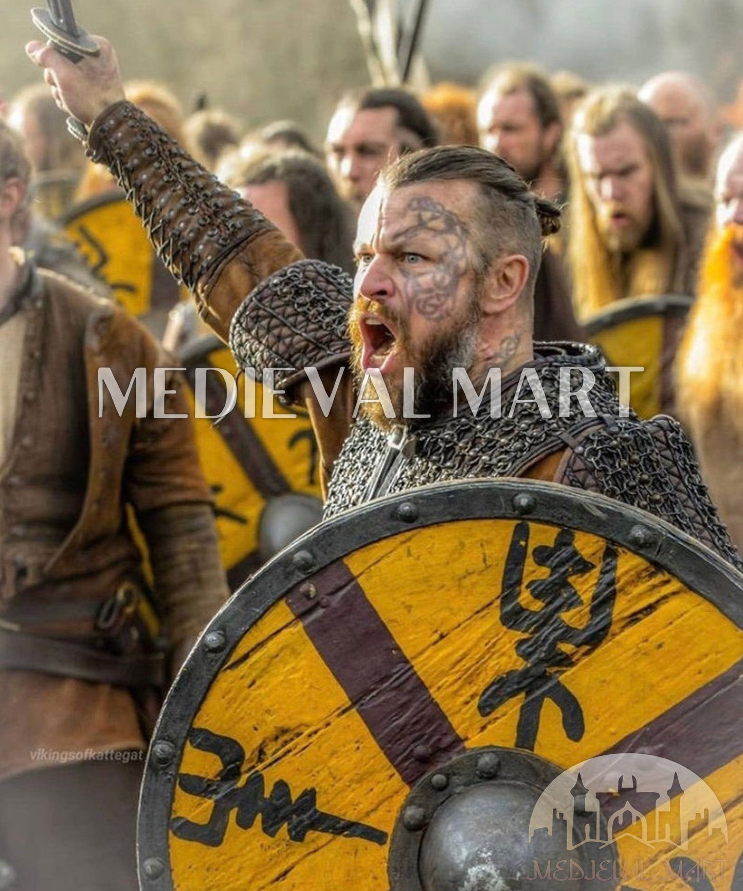 MEDIEVALMART Authentic King Finehair Viking Battleworn Wooden Shield | Gifts For Dad