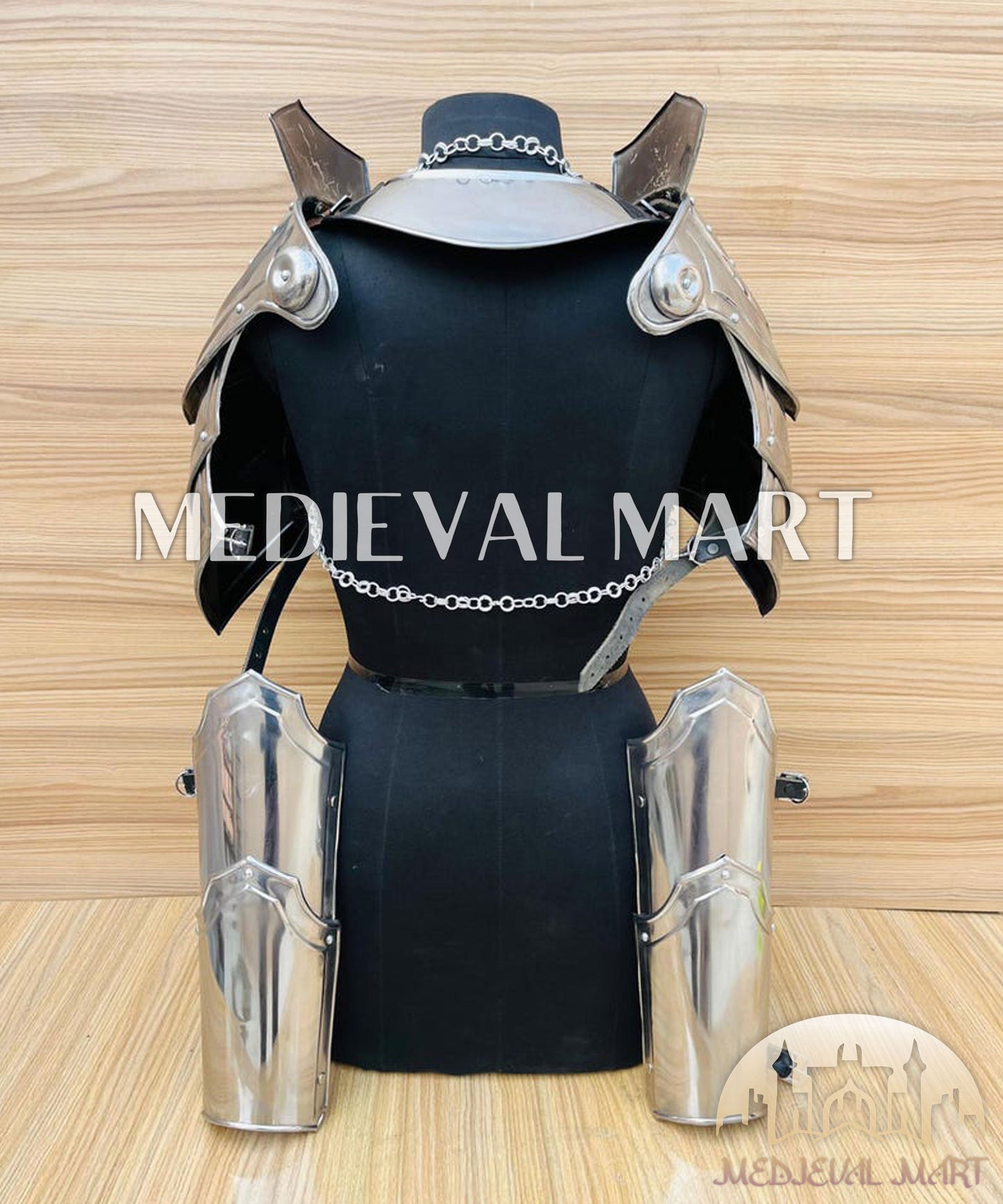 MEDIEVALMART (Isolara Dragonplate) Women’s Armor W/H (BloodMoon) Chainmail + Arms Armor