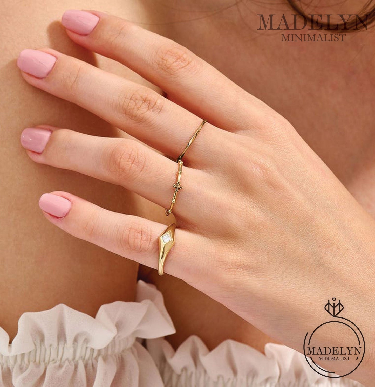 MADELYN MINIMALIST 14k Solid Gold Rosary Cristian Ring Catholic Dainty Ring for Women | Gift For Mom or Her