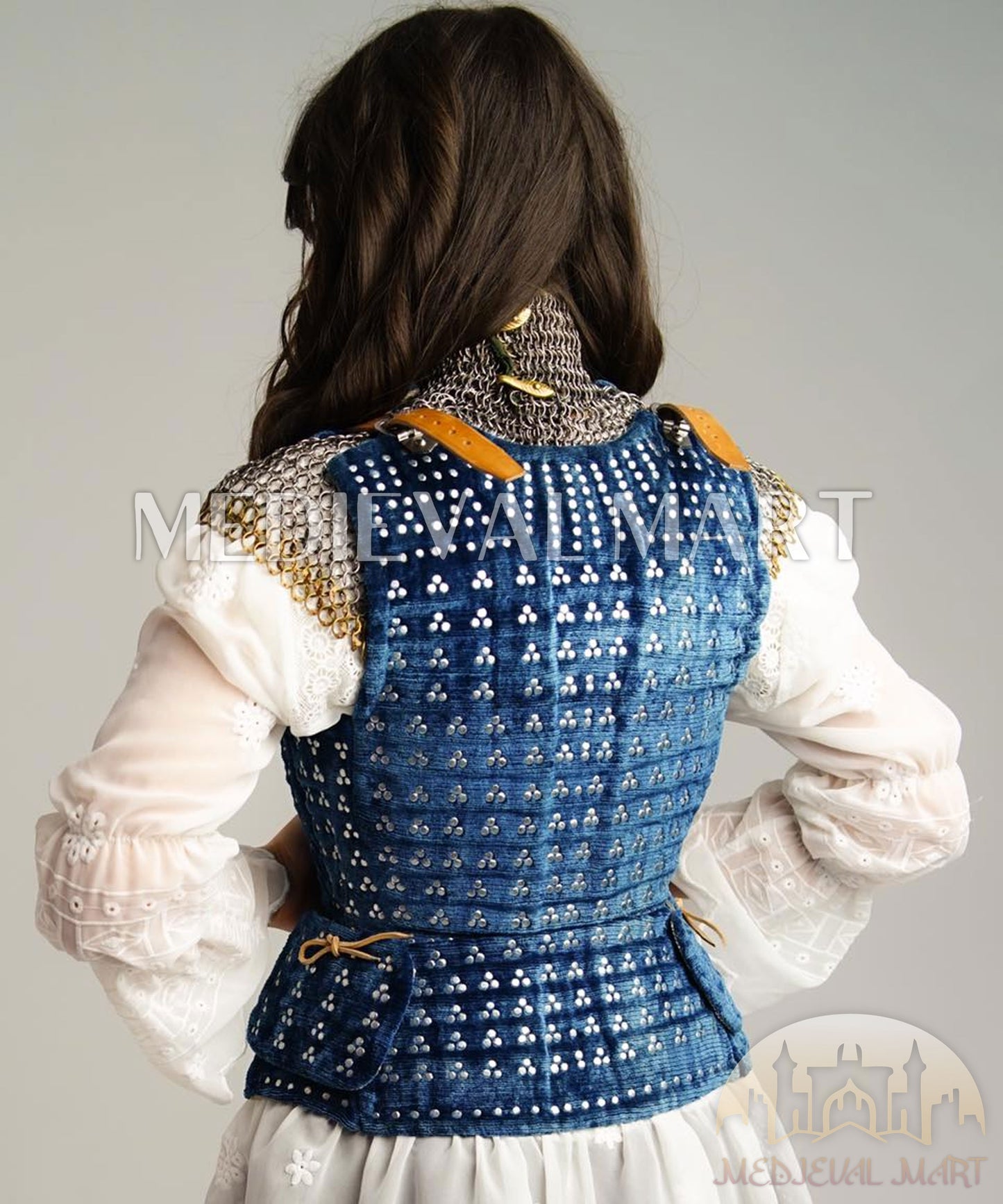 MEDIEVALMART Special Female Spanish Renaissance PREMIUM Blue Brigandine Jacket Armor Best for Teen or Adults Female For Halloween or Cosplay