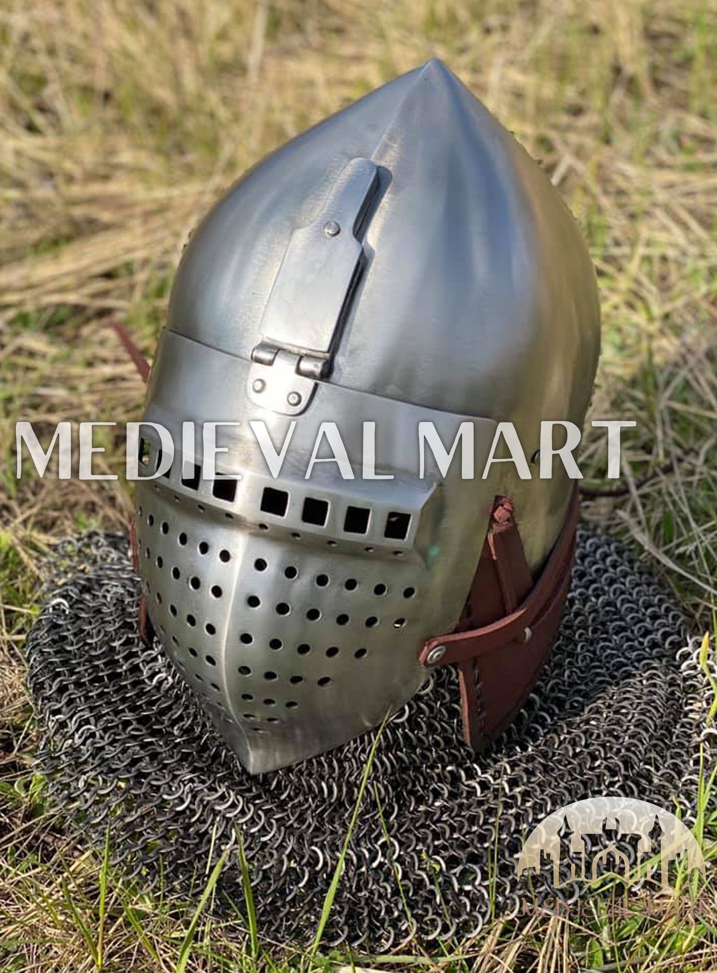 MEDIEVALMART 14th-Century Medieval LOB Nurnberg Klappvisor Combat Helmet