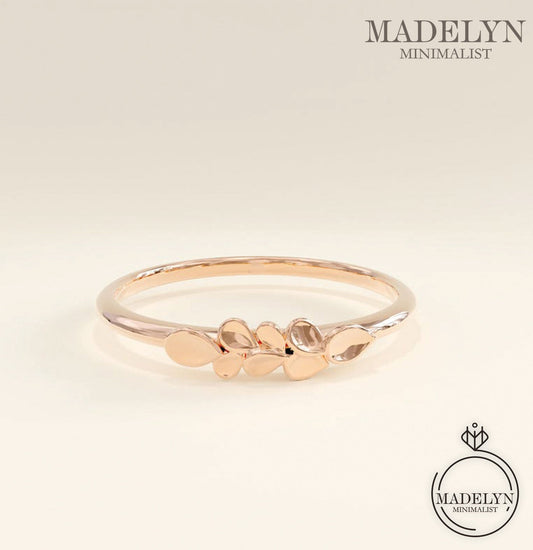 MADELYN MINIMALIST 14k Solid Gold Minimalist Flower Promise Ring | Gift For Girlfriend