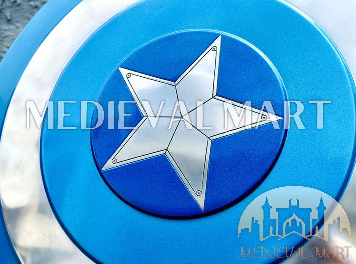 MEDIEVALMART Marvel Legend Captain America Shield Blue Finish Marvel Prop Replica