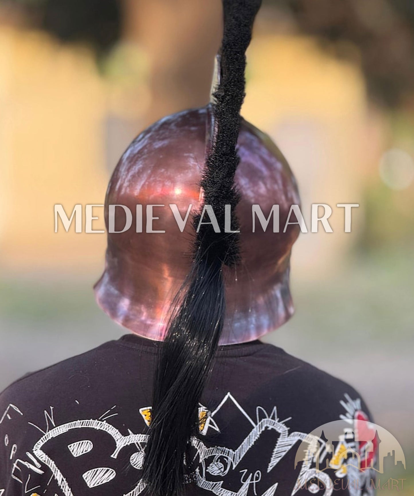 MEDIEVALMART "4th Cen BCE" Greek Hoplites Corinthian Bronze Finish Helmet W/H Free Stand | Greek Props