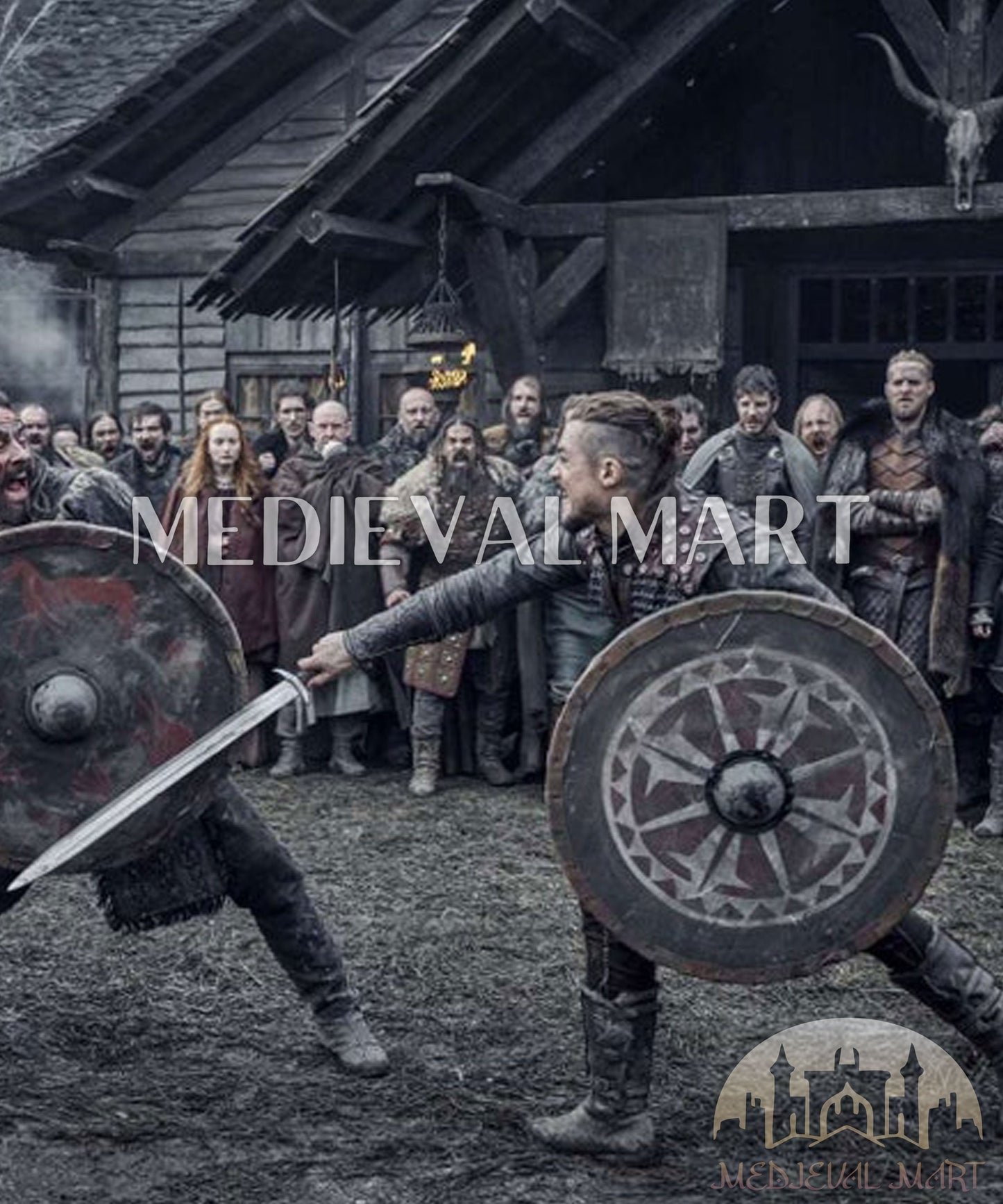 MEDIEVALMART Legendary Viking's Uhtred of Bamburgh Battleworn Iconic Viking Wooden Shield | Gifts For Dad