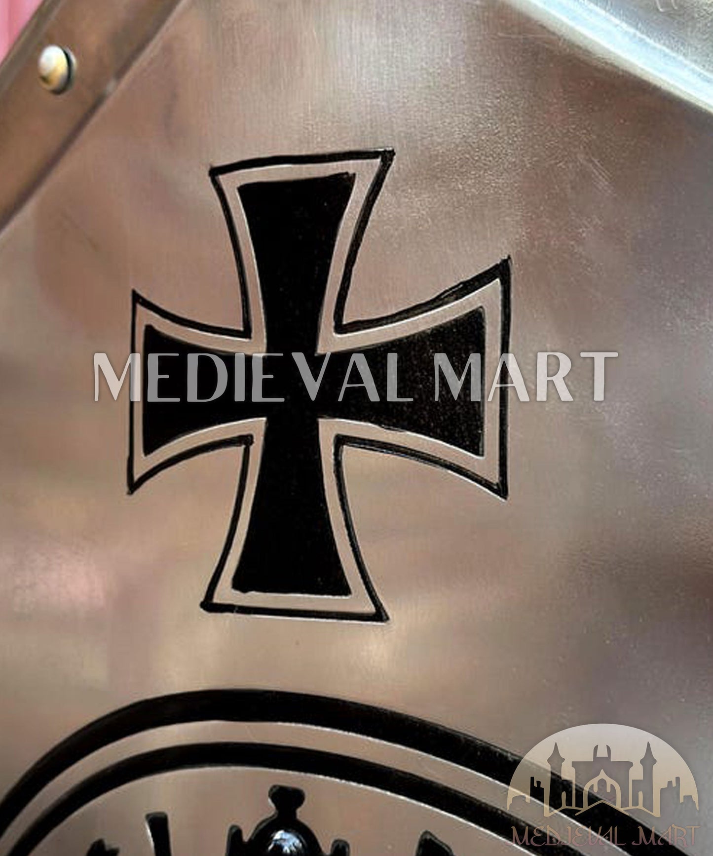 MEDIEVALMART Medieval Iconic Templar Knigh Curasder Cross Shield W/H Brass Touch | Gift for Dad