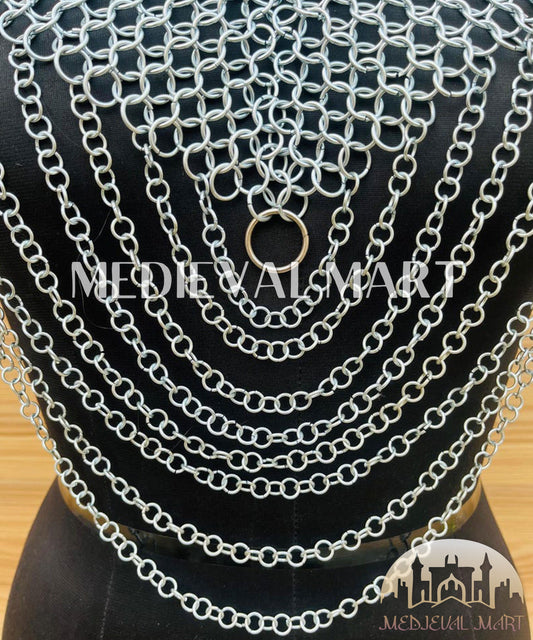 MEDIEVALMART Women’s Silver (MoonFire) Chainmail Armor W/o Skirt