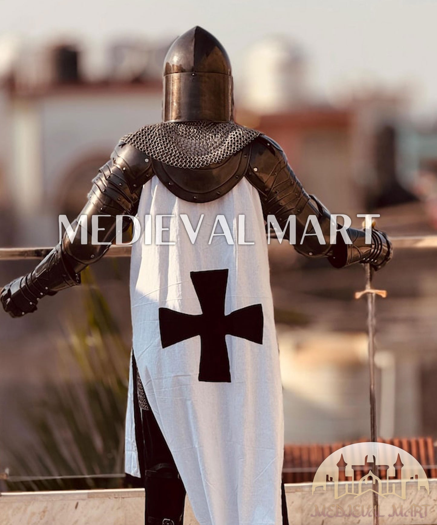 MEDIEVALMART Fantasy Black Medieval Crusader Templar Armor