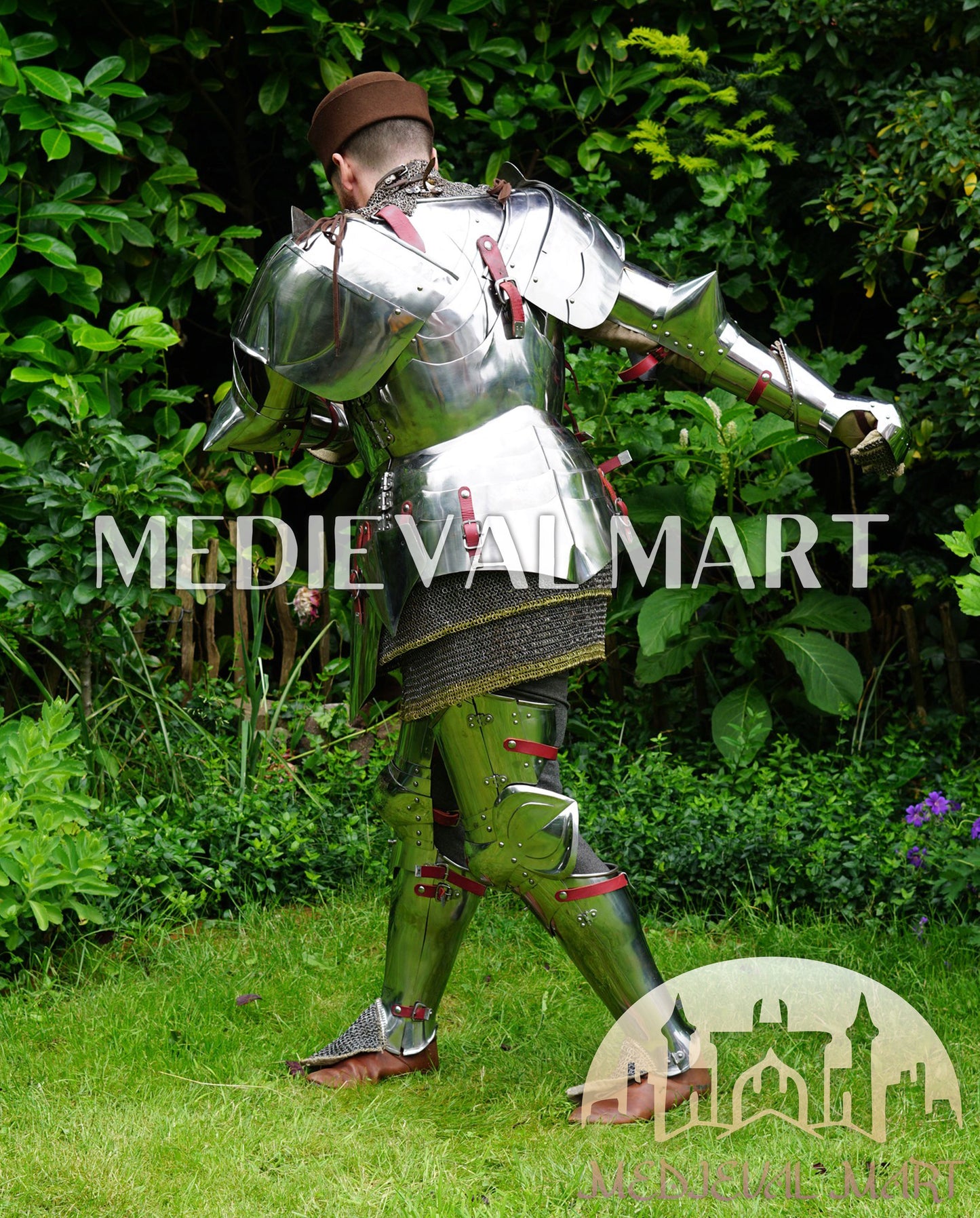 MEDIEVALMART 15th Century Gothic Parade Knight Armor | Late Medieva Full Plate Chainmail Suit for Reenactment