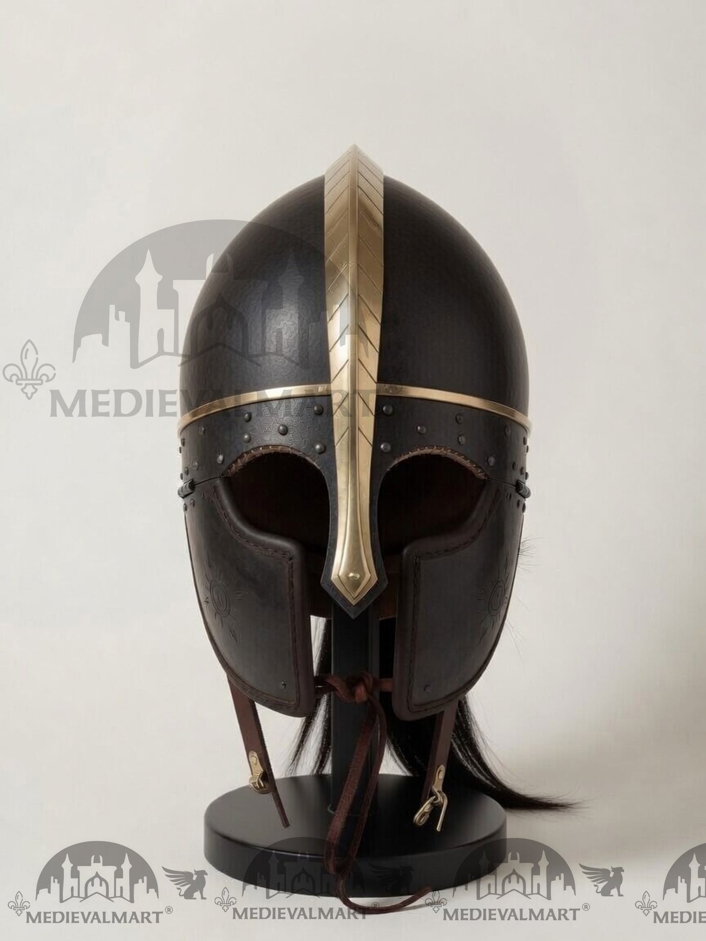 MEDIEVALMART Anglo Saxon Vendel Helmet – Medieval Viking Helmet with Brass Trim for Reenactment