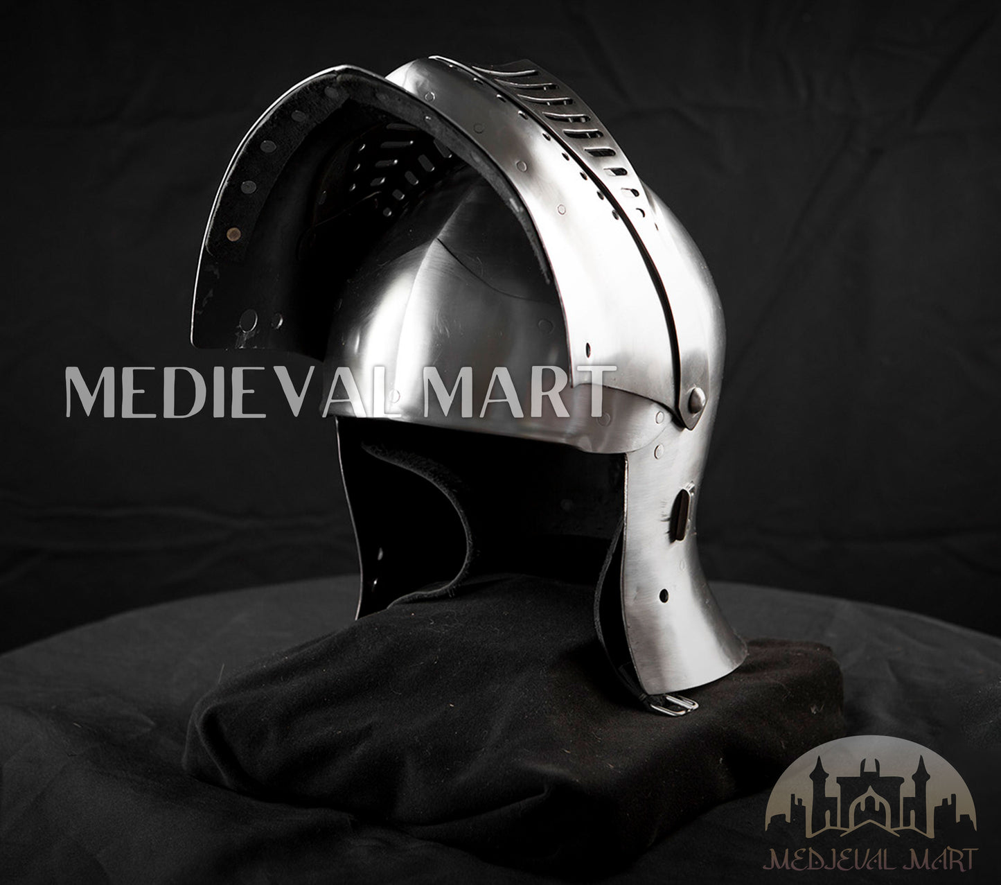 MEDIEVALMART 13th-Century Medieval European Mild Steel knight Closed "Griffon" Helmet