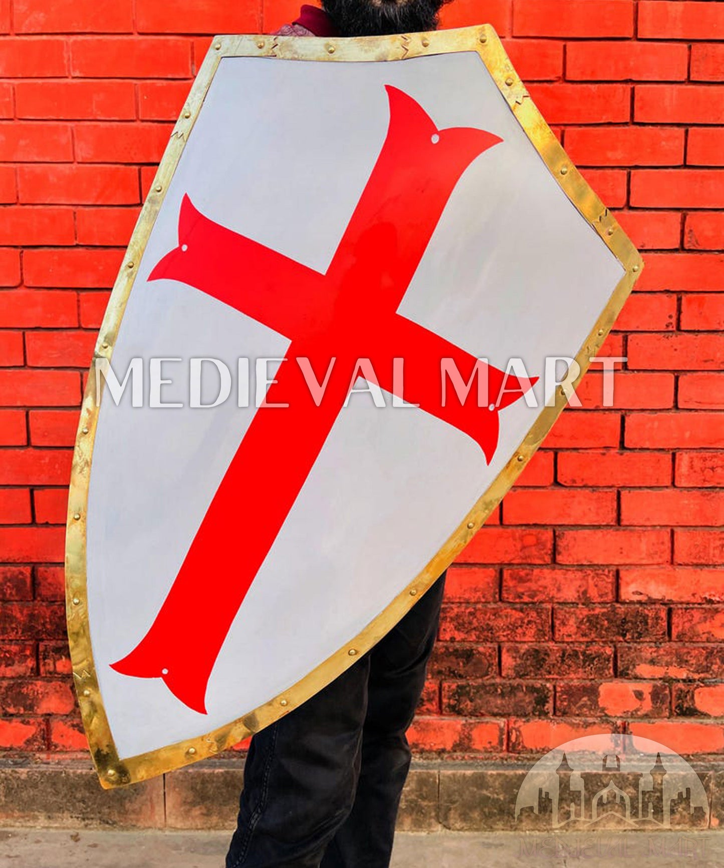 MEDIEVALMART Medieval Crusader Knight Red Cross Templar Royal Shield | Gift for Halloween Day