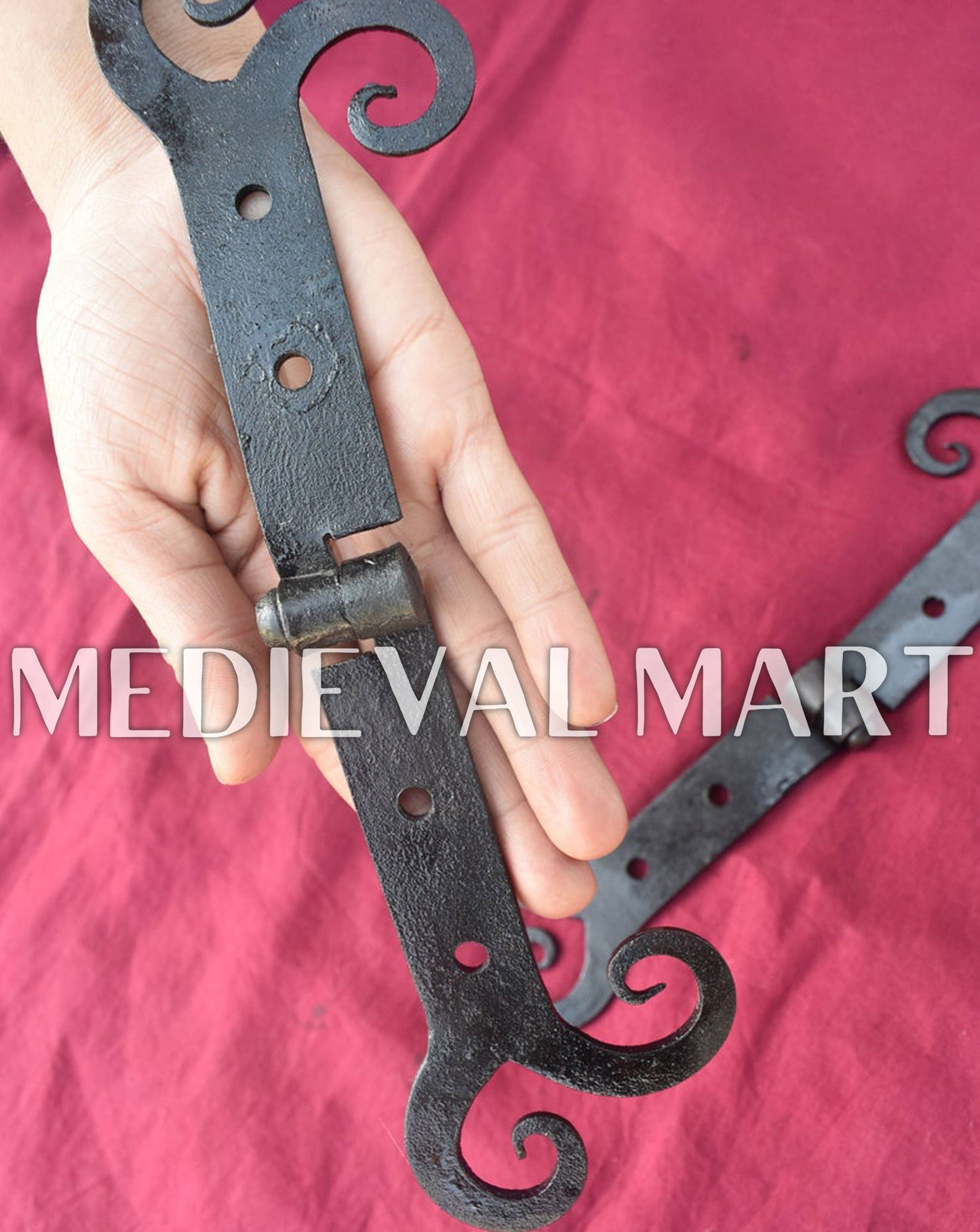 MEDIEVALMART Hand Forged Medieval Wrought Iron Door Hinges. Set Of 2