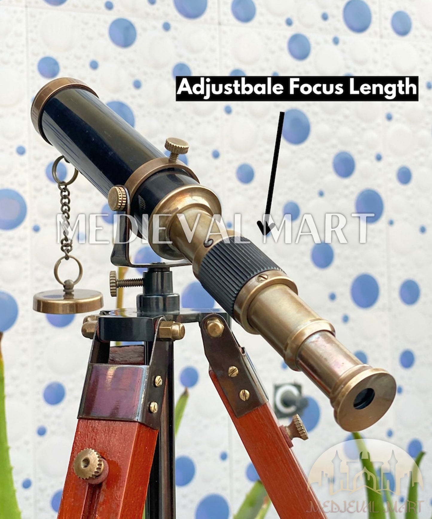 MEDIEVALMART Vintage Tripod Brass Telescope With Adjustable Tripod Stand | Antique Finish Table Top Brass Telescope, Christmas Gifts, Gift for Dad