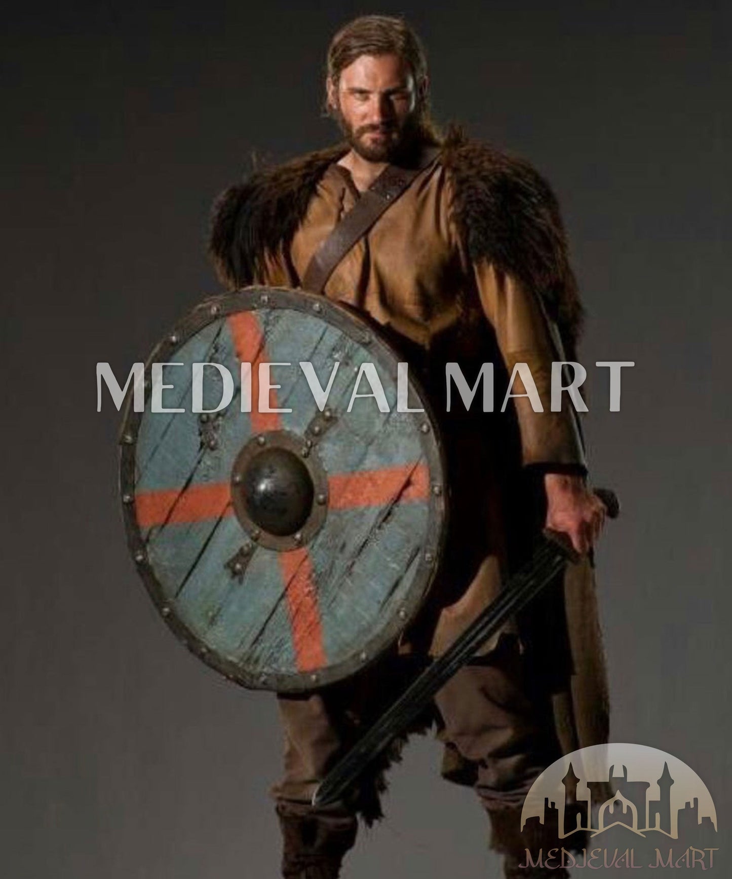 MEDIEVALMART Iconic Viking's Valhalla Authentic Rollo Shieldmaiden Battle’s Viking Wooden Shield | Gifts For Dad