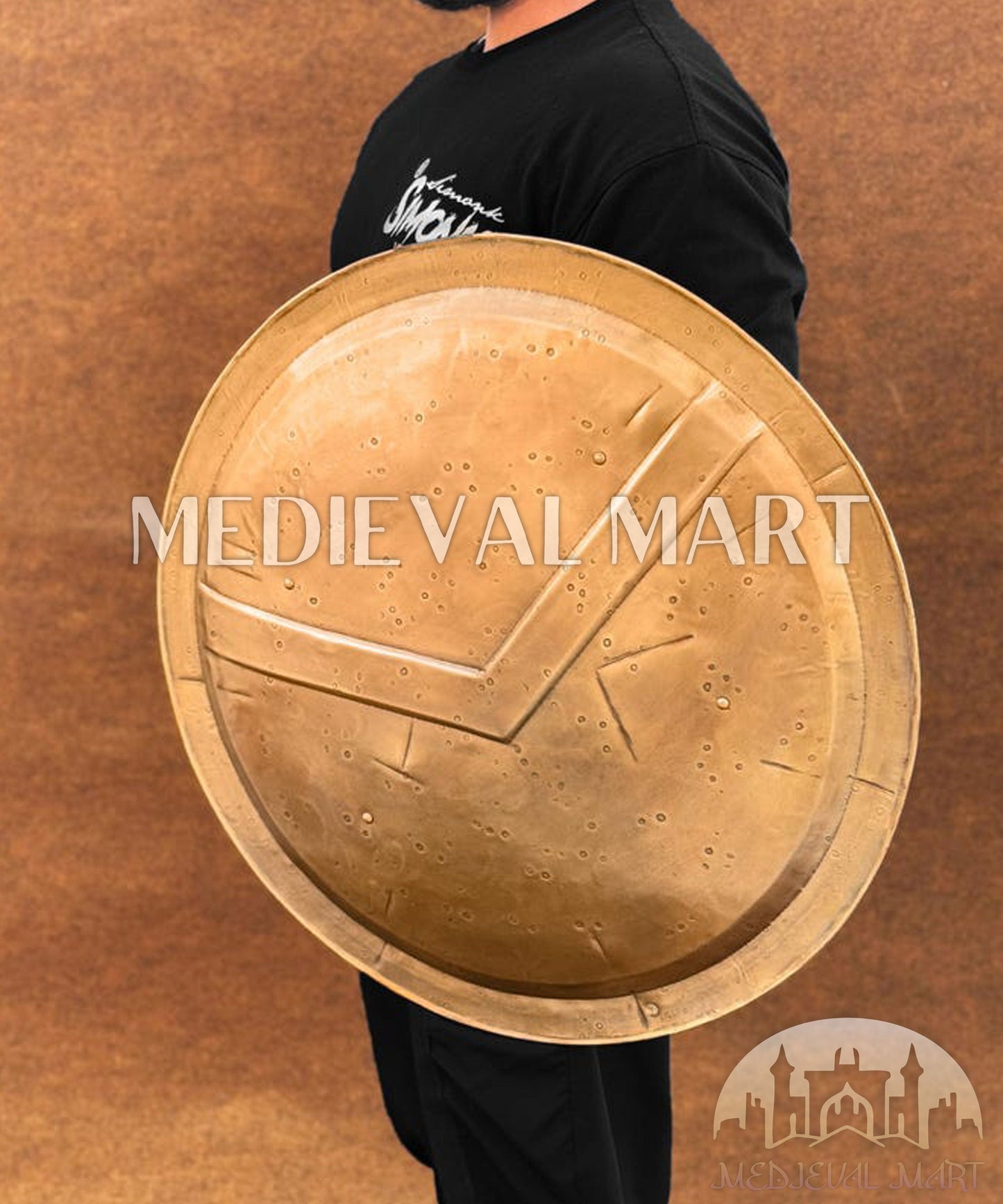 MEDIEVALMART Medieval 300 Spartans King Leonidas Shield Gold Finish | Gift for Dad