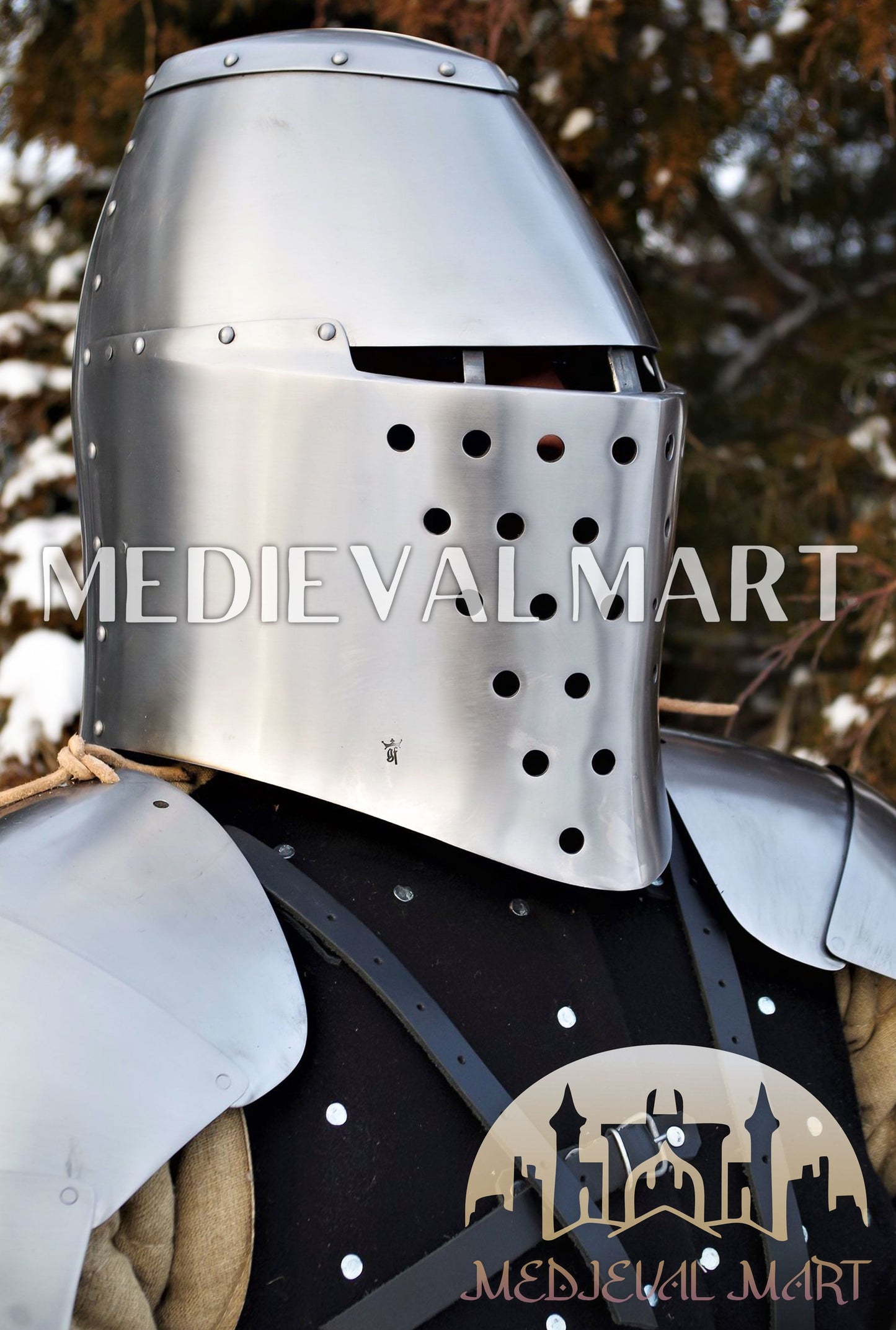 MEDIEVALMART European Sport Buhurt Combat Hardened Steel Suit of Full Body Costume W/H Viking Axe & Titanium Brigandine