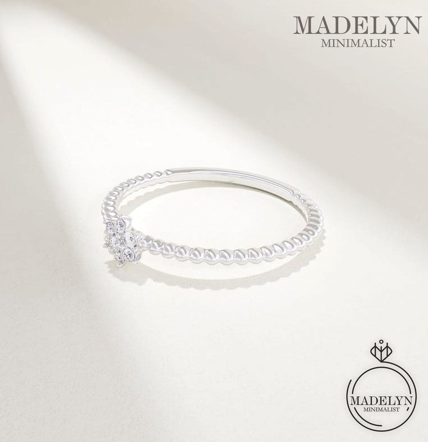 MADELYN MINIMALIST 14k Solid Gold Tiny Flower Promise & Solid Gold Cute Engagement Ring | Gift For Her, Mother