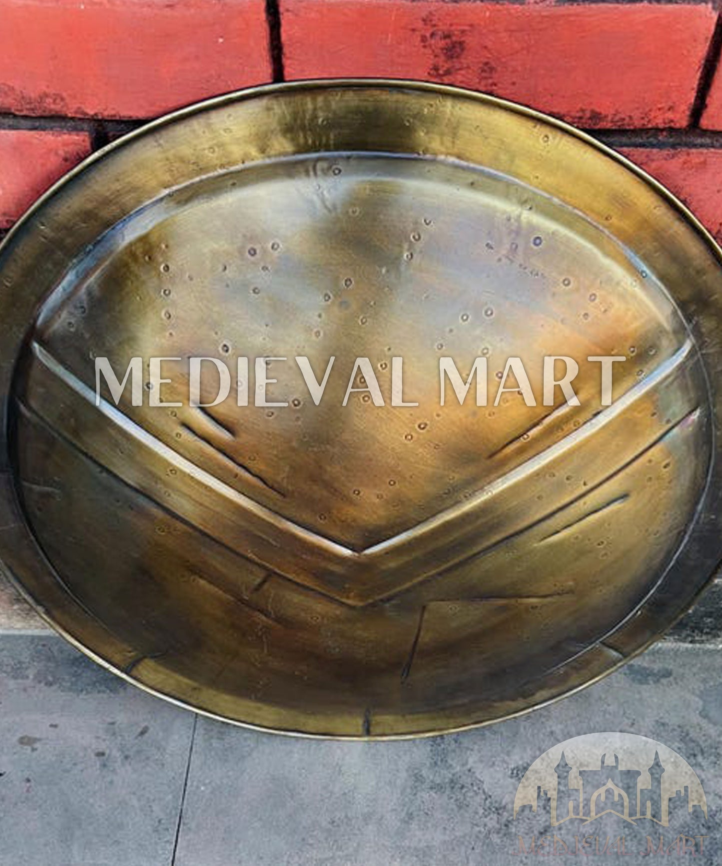 MEDIEVALMART Medieval "300 Moive" Spartan Battle Damage Shield War Finish Halloween Gift for Dad - 300 Props