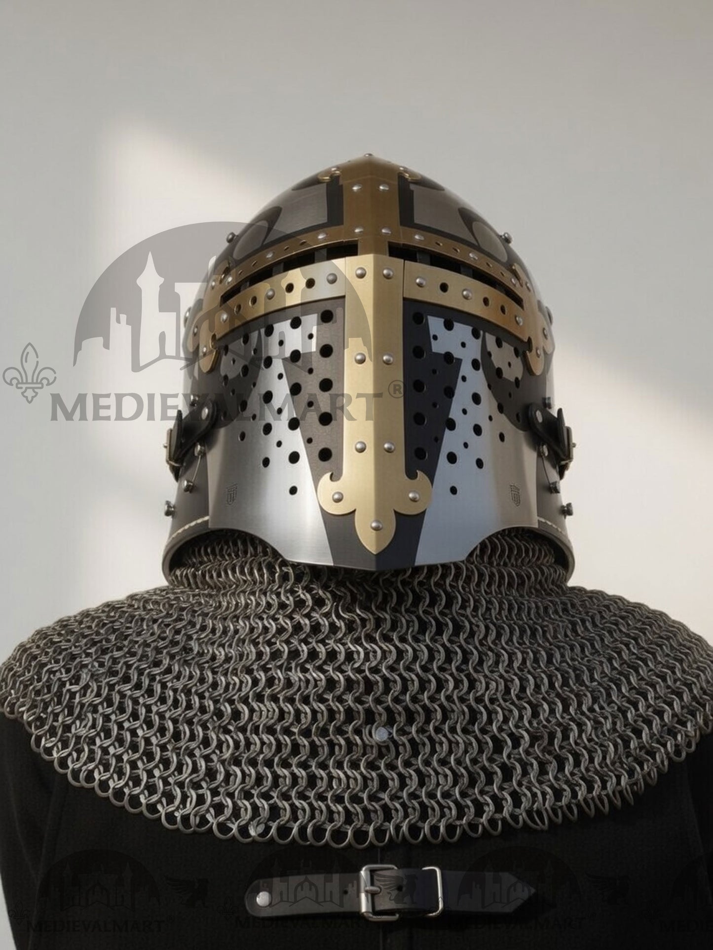 Casque MEDIEVALMART du IVe siècle, édition Alexandre « Monarque », avec croix dorée