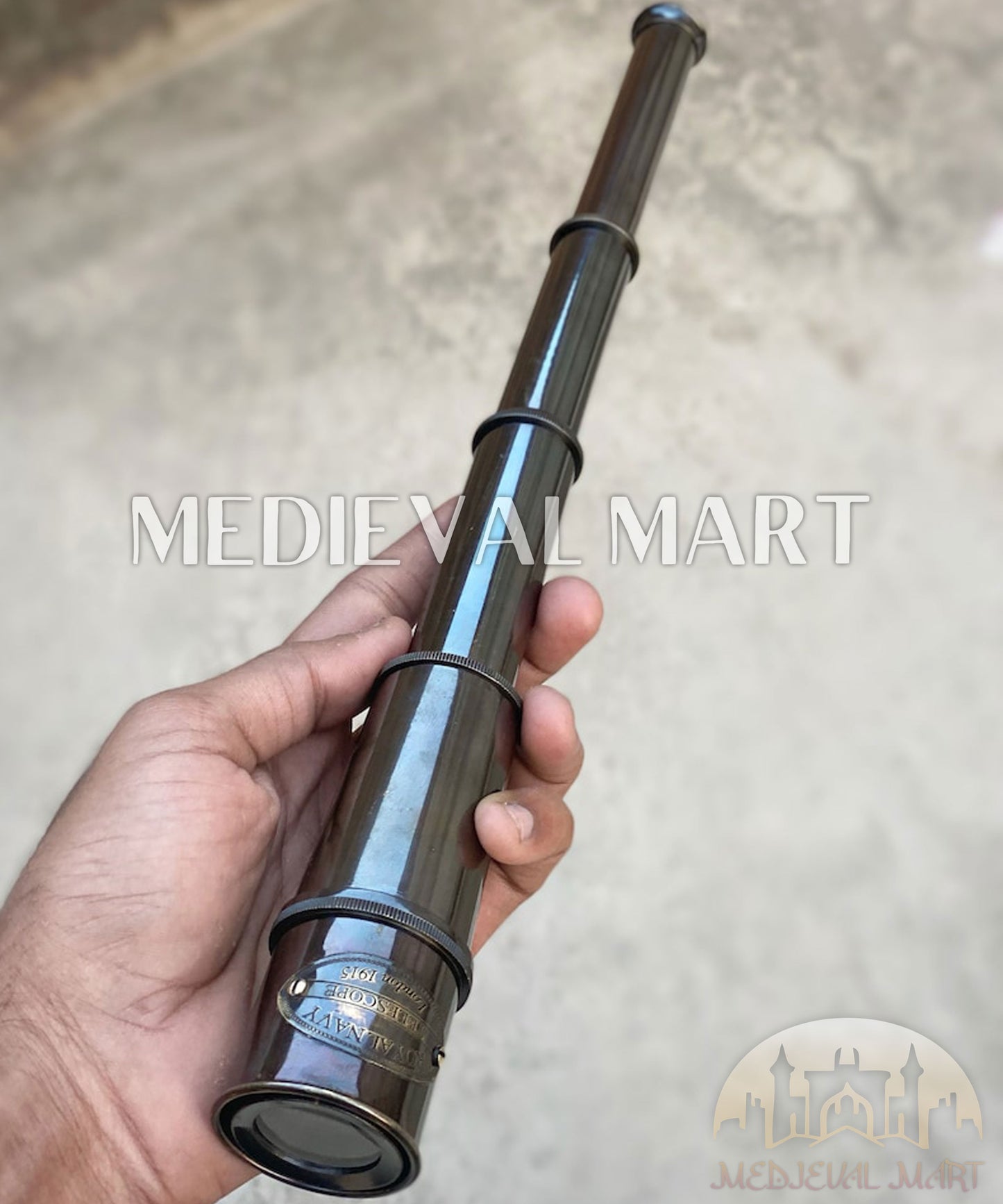 MEDIEVALMART Nautical Vintage Antique Brass Telescope for Collectors W/H Wooden Case