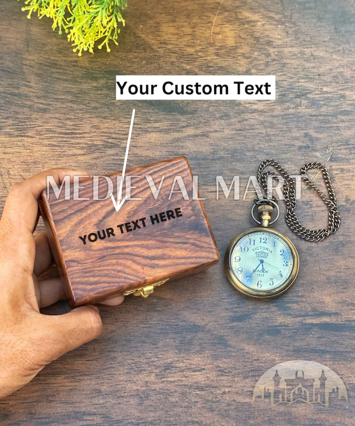 MEDIEVALMART Royal Navy LONDON 1915 Pirates Locket Chain Compass Antique Finish W/H Gen-2 Wooden Case | Gift For Mom