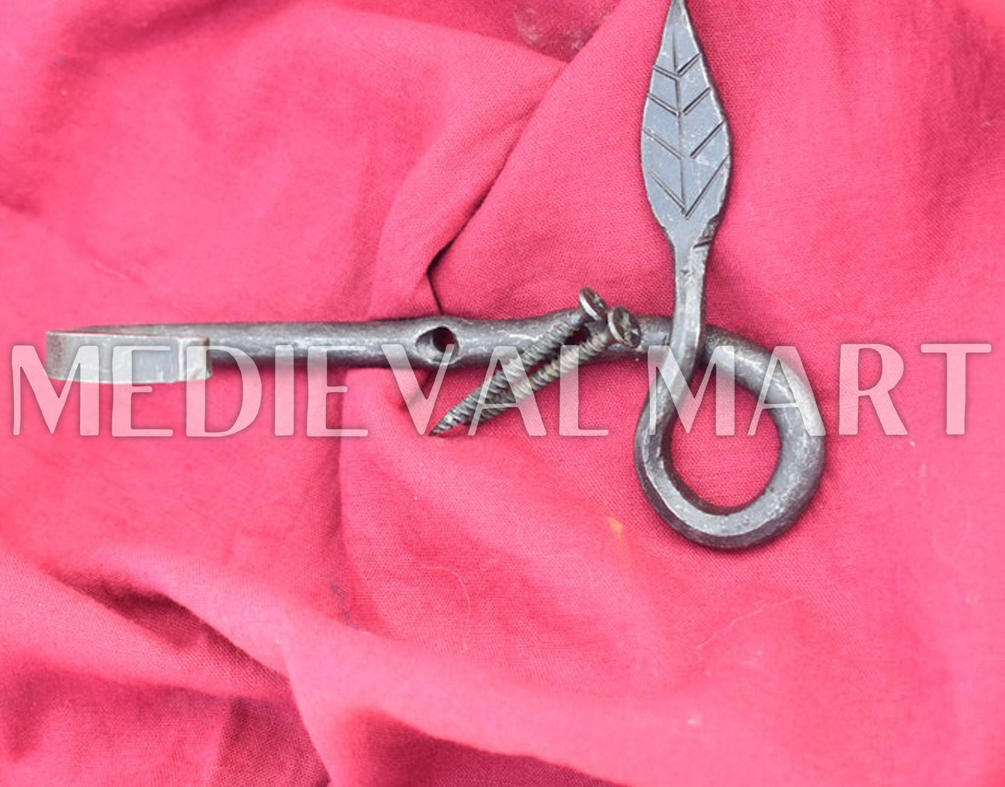 MEDIEVALMART Hand Forged Medieval Decorative Iron Leaf Design Iron Hook