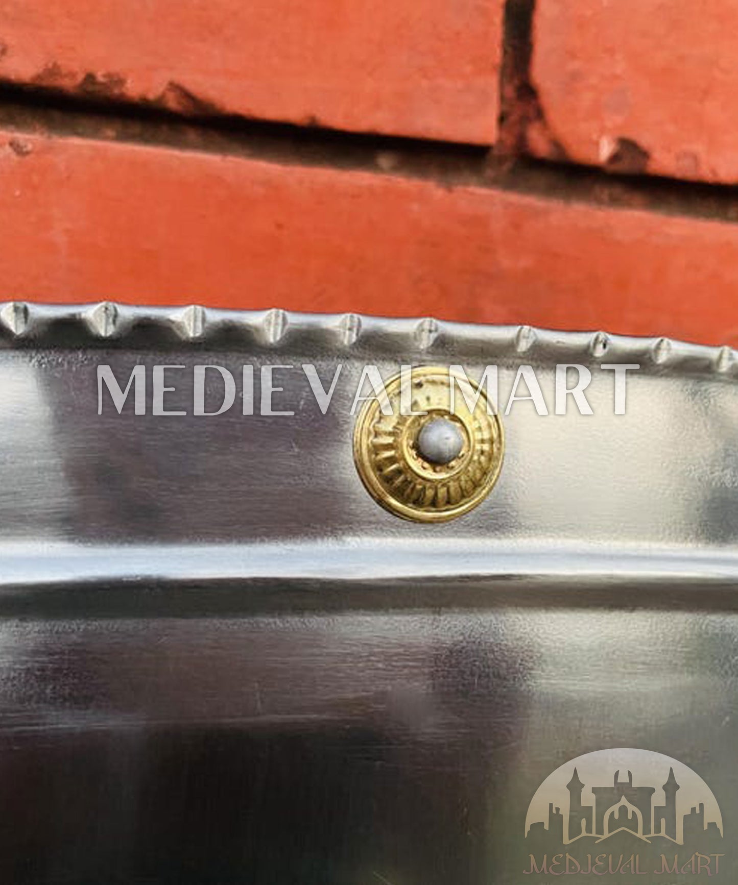 MEDIEVALMART Medieval Crusader Knight Templar Shield W/H Brass & Black Cross | Gift for Dad