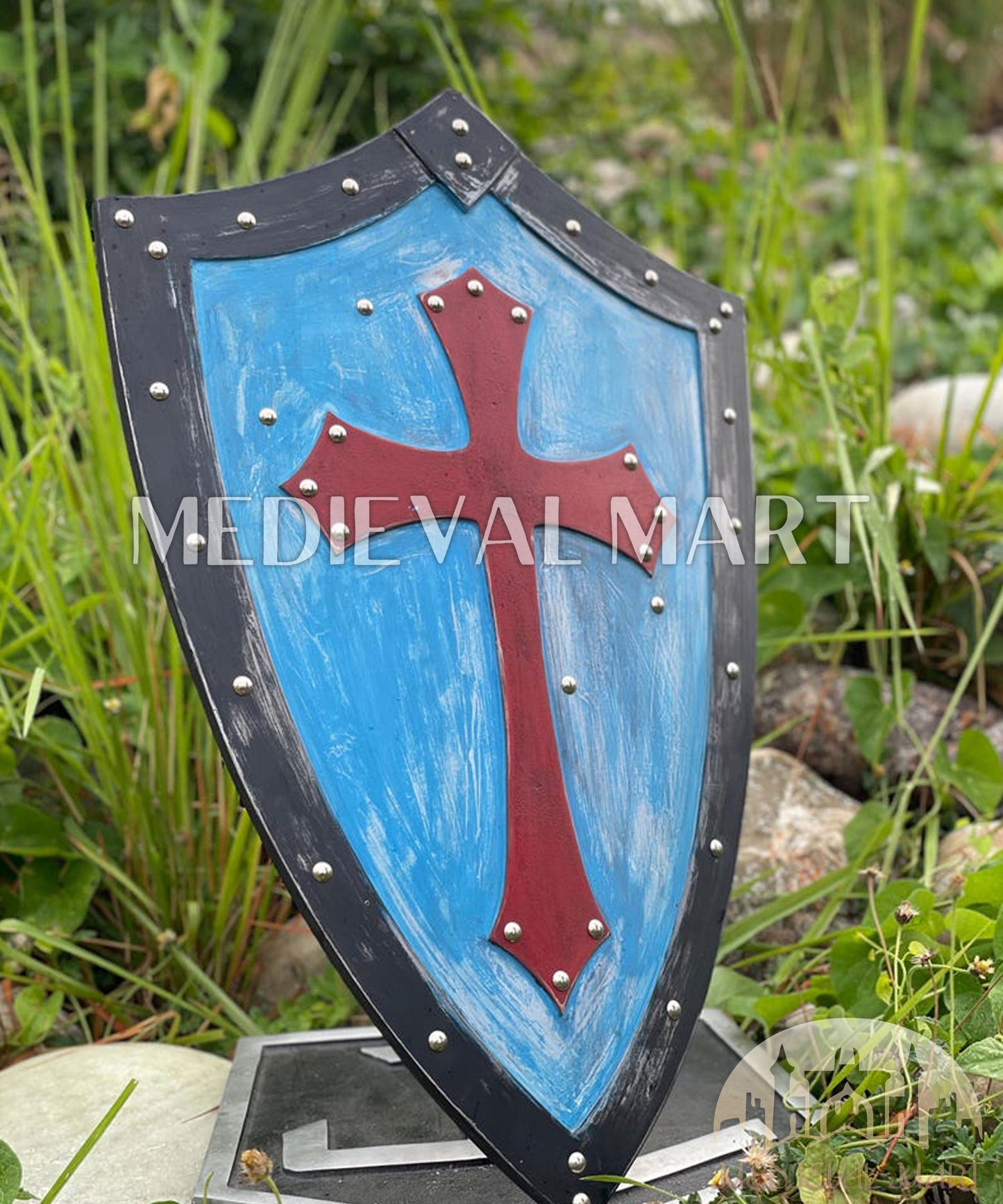 MEDIEVALMART Medieval Templar Cross Crusader Wooden Shield | Gift for Christmas Day