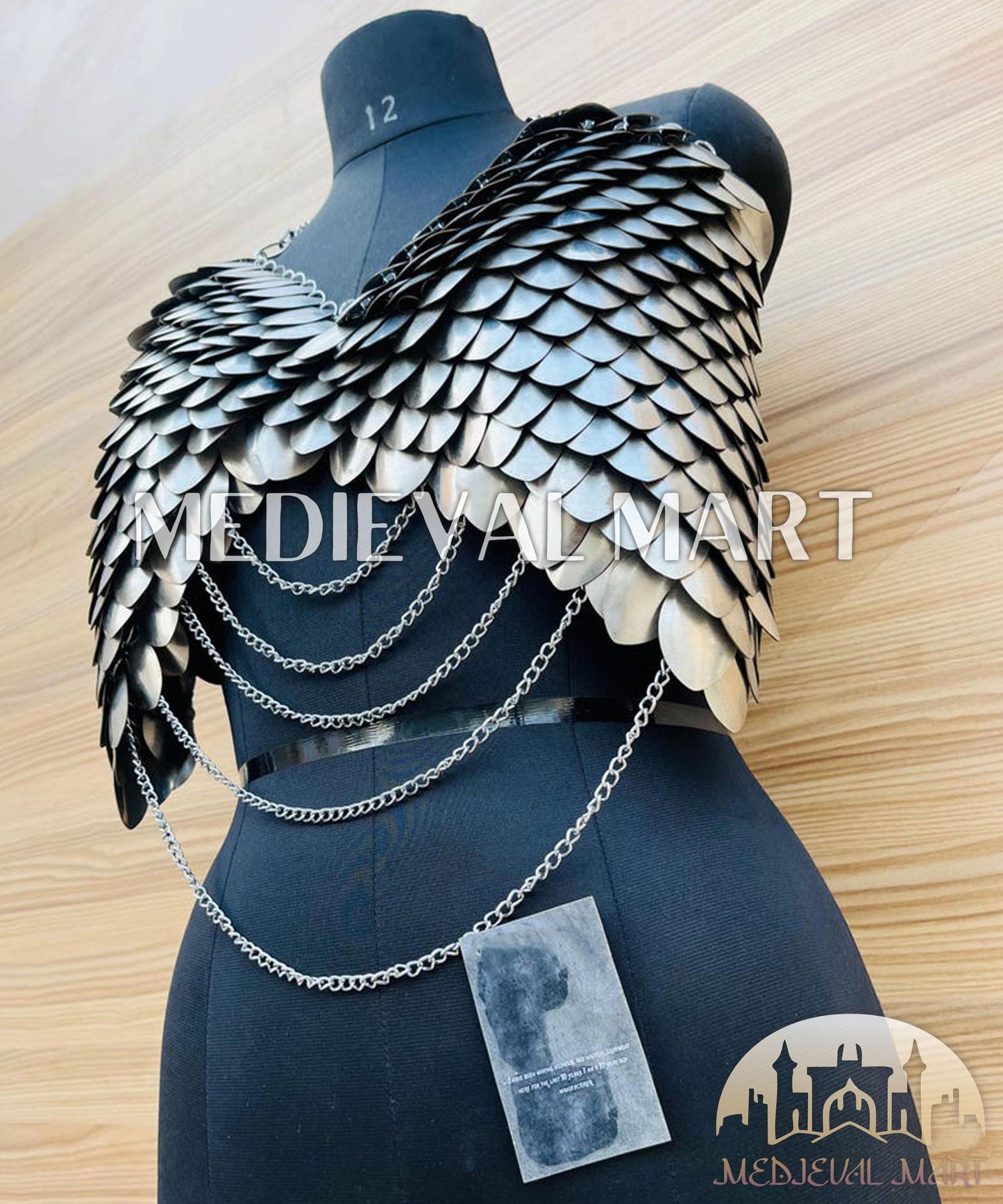 MEDIEVALMART Women’s (Royal Raven) Gold Plated Bra Chest Armor W/O Skirt