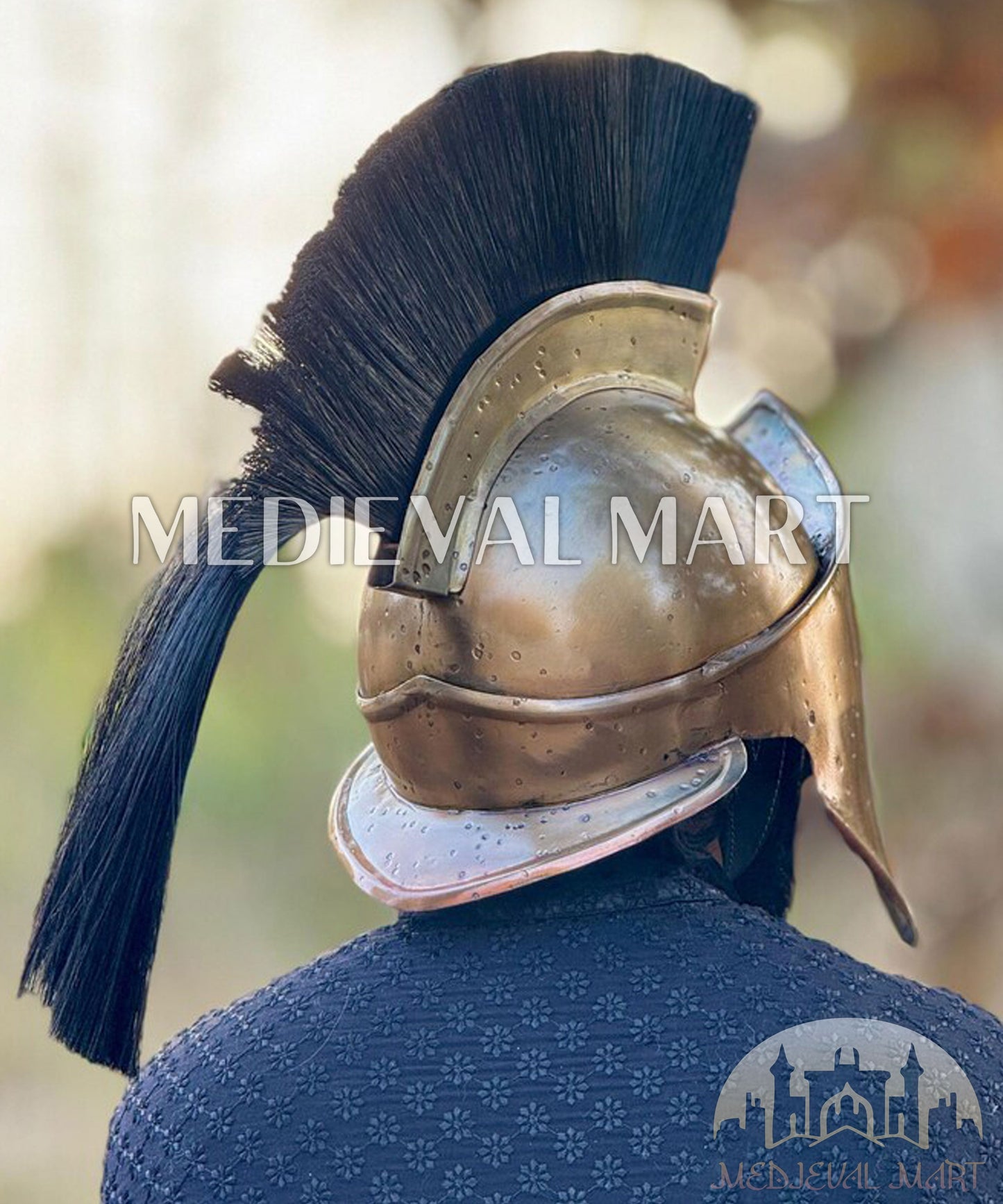 MEDIEVALMART "300" Movie King of Sparta Leonidas Antique Finish Helmet W/H Free Stand | 300 Props