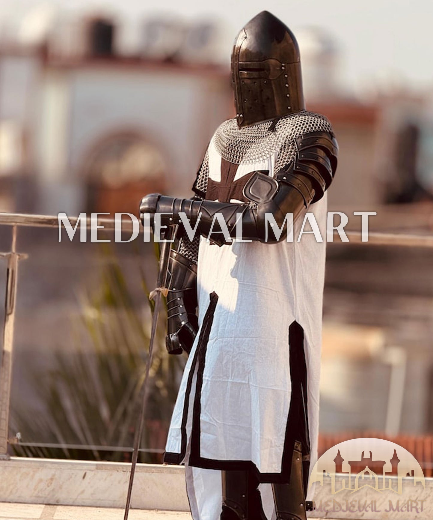 MEDIEVALMART Fantasy Black Medieval Crusader Templar Armor