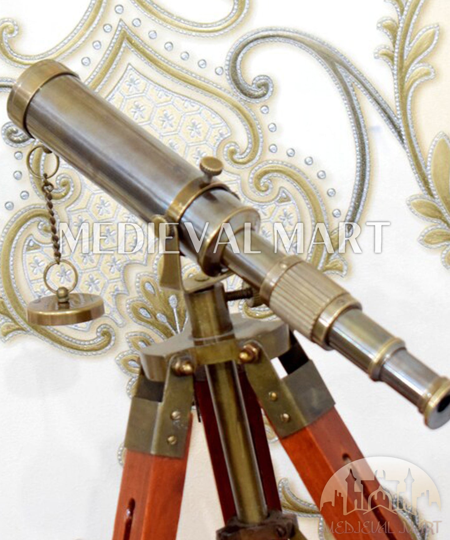MEDIEVALMART Nautical Handmade Working Telescope W/H Wooden Tripod Stand Gift For Dad