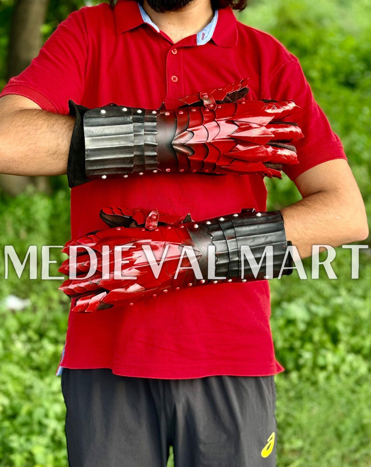 MEDIEVALMART LOTR Witcher Sauron-Inspired Iron Man Gauntlet Edition - Fantasy Gloves Armor
