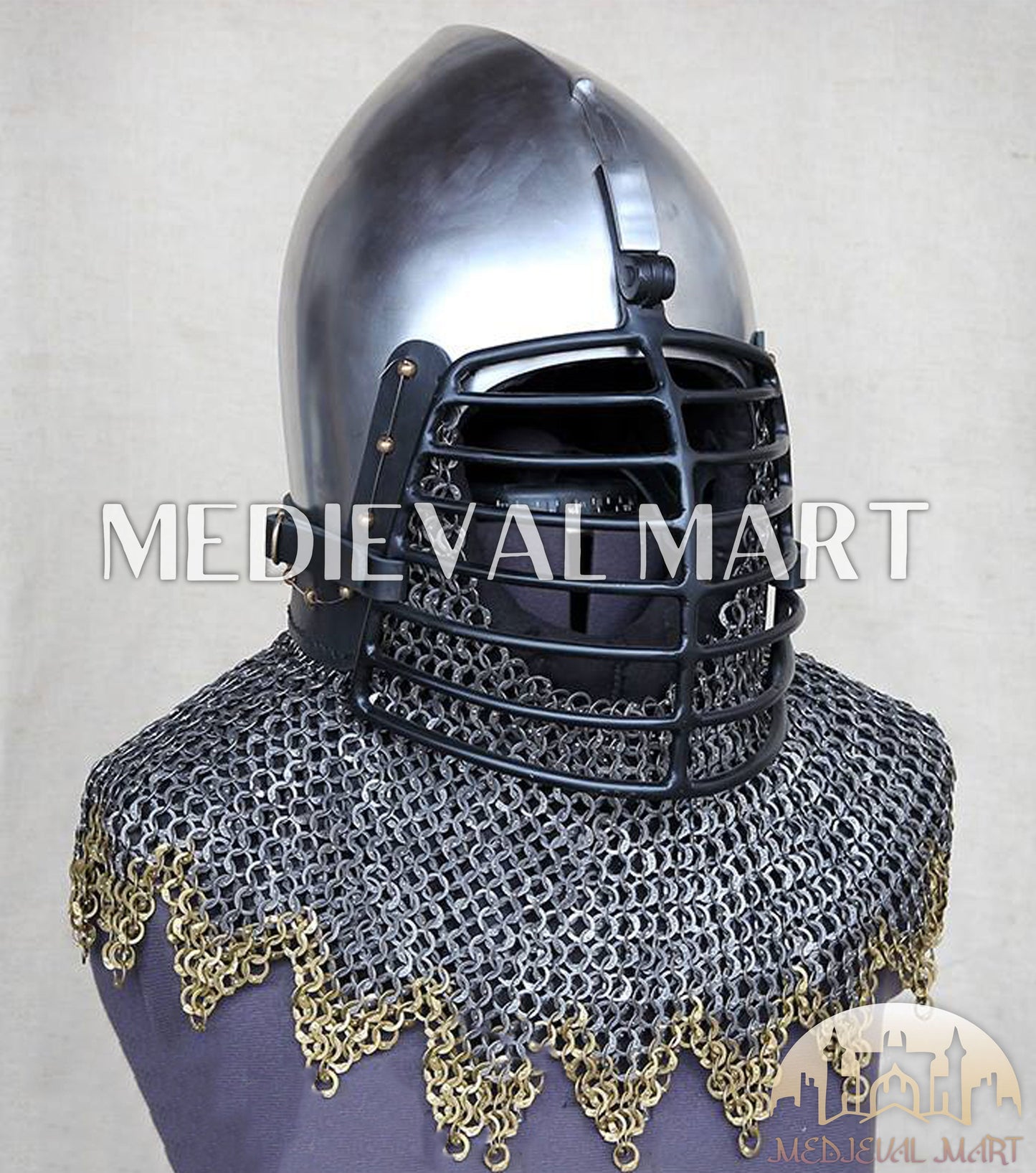 MEDIEVALMART XIV Century Medieval Houndskull "Lorenzo" Bascinet Visor Helmet HMB; IMCF
