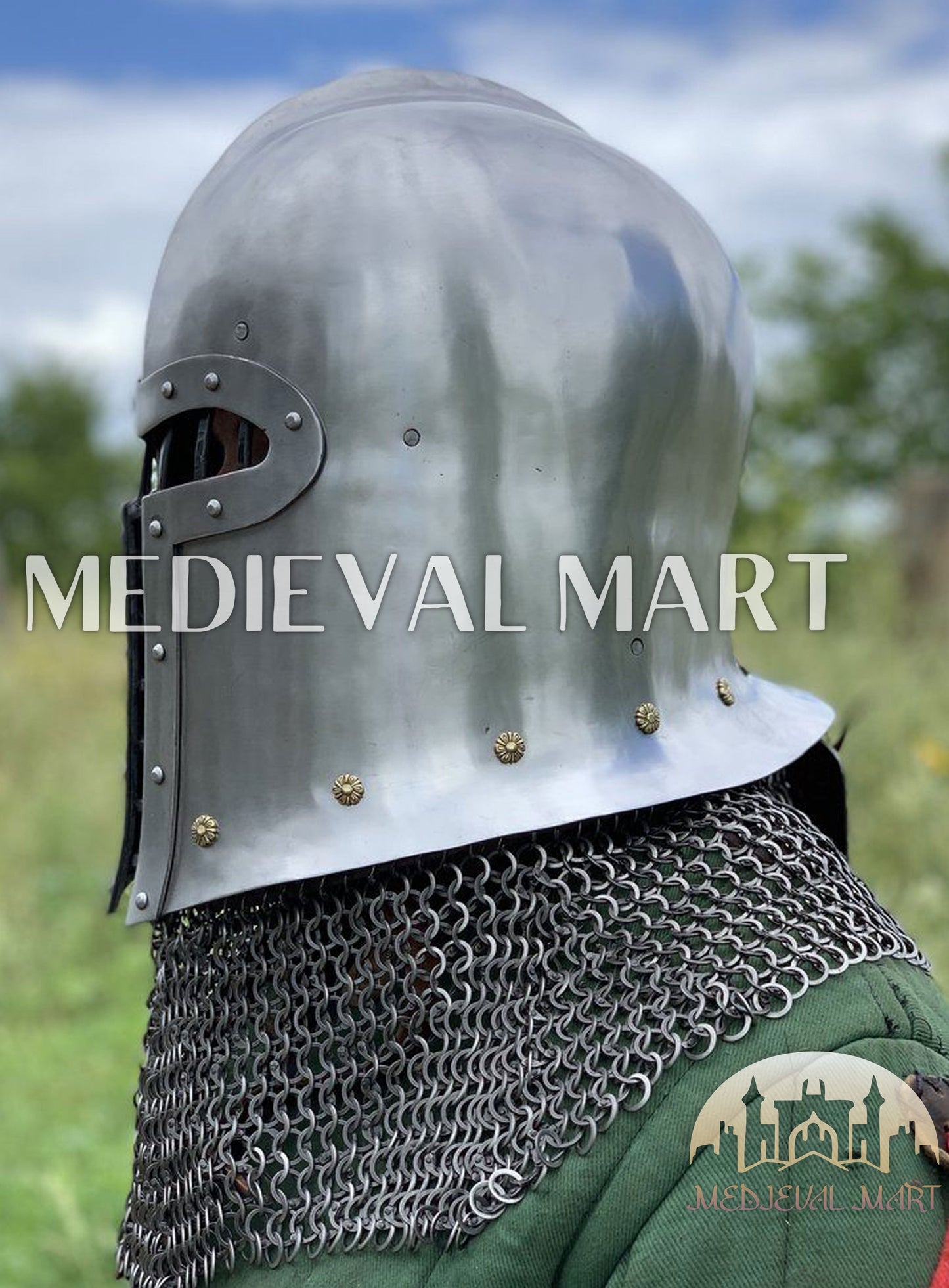 MEDIEVALMART 1500 AD Italian Barbute T shaped visor Helmet By "Gonaza Family"