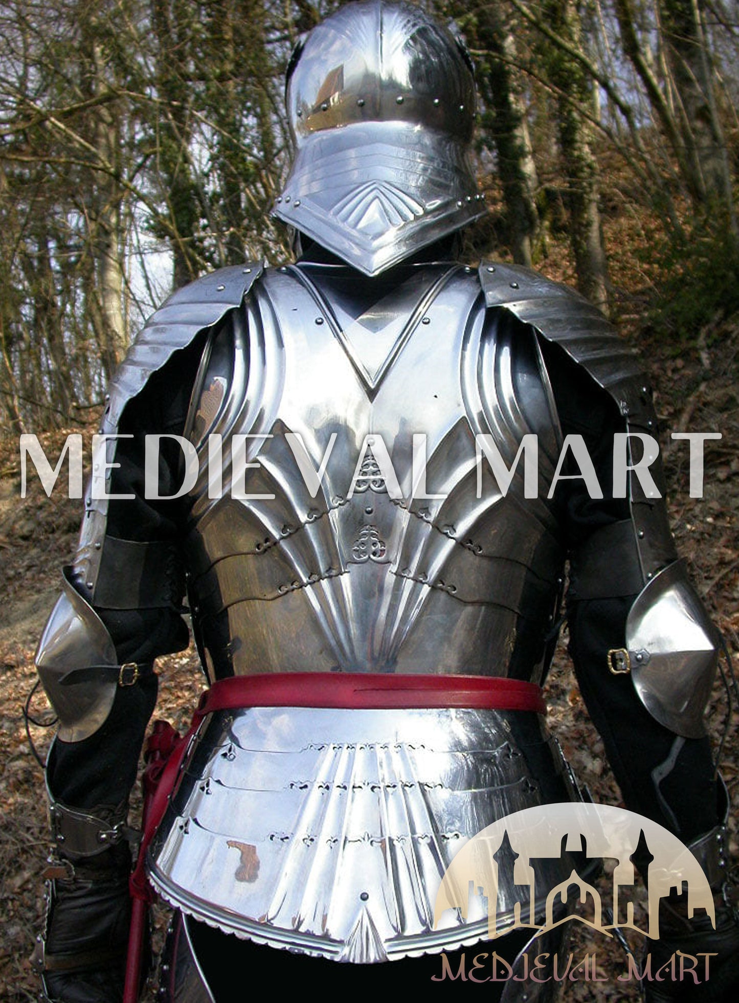 MEDIEVALMART Medieval 15th century Germans knight warrior full body complete metal armour costume with Sword and Chain mail Inner