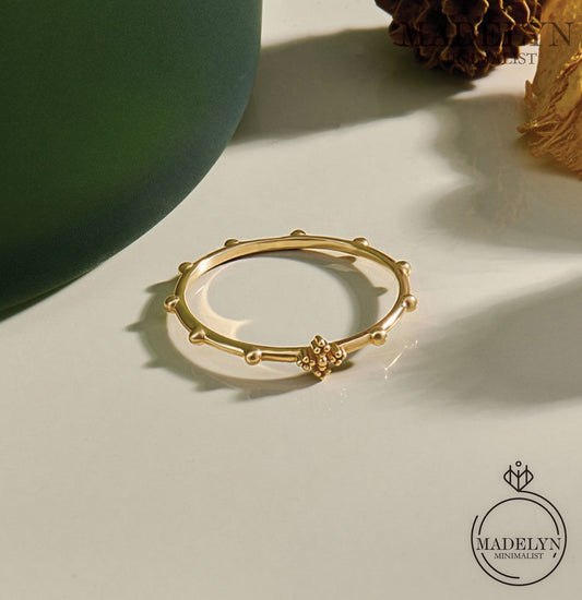 MADELYN MINIMALIST 14k Solid Gold Rosary Cristian Ring Catholic Dainty Ring for Women | Gift For Mom or Her