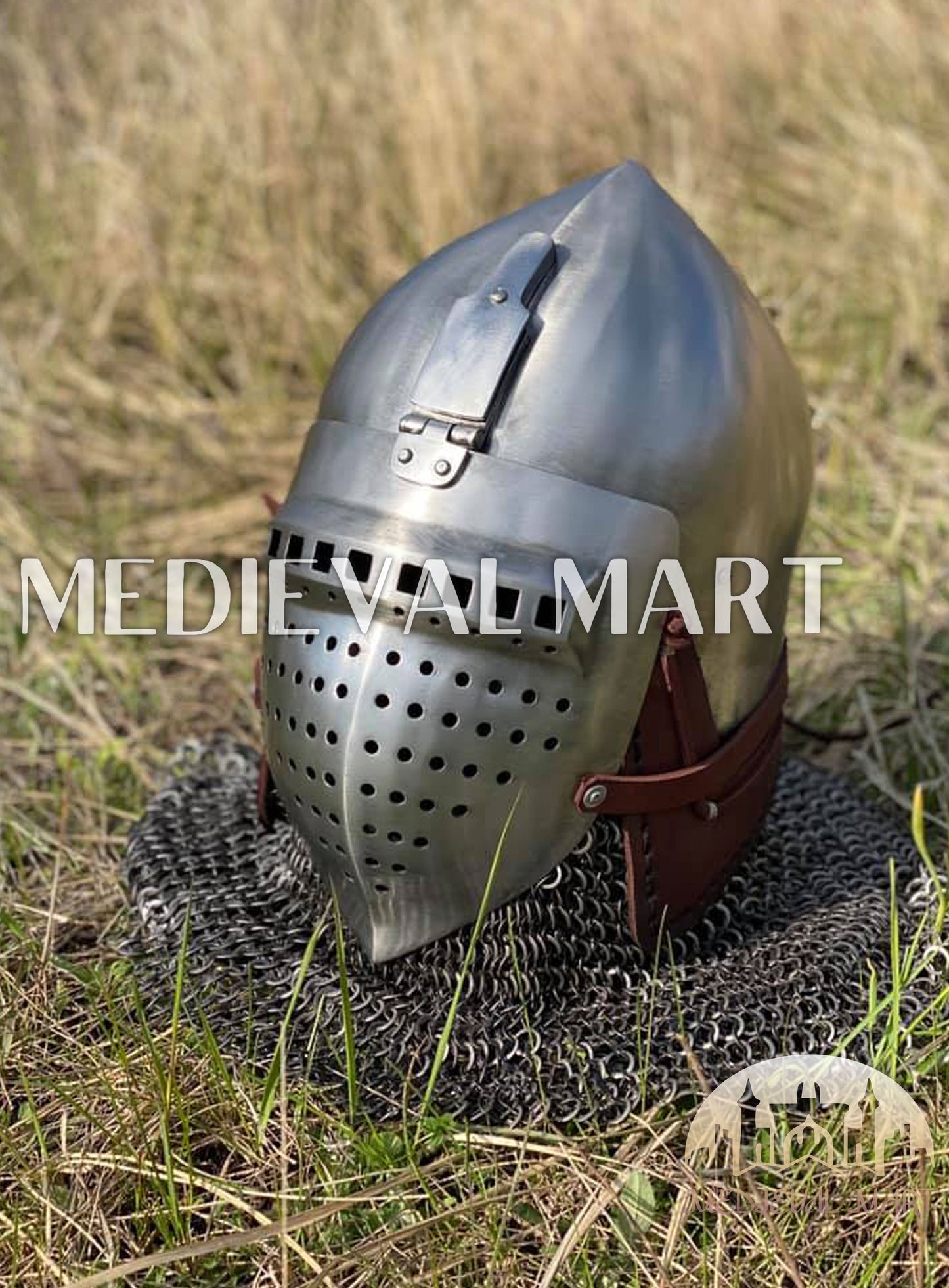 MEDIEVALMART 14th-Century Medieval LOB Nurnberg Klappvisor Combat Helmet