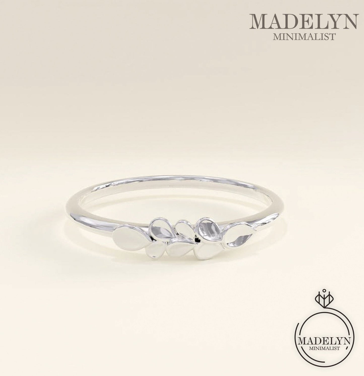 MADELYN MINIMALIST 14k Solid Gold Minimalist Flower Promise Ring | Gift For Girlfriend