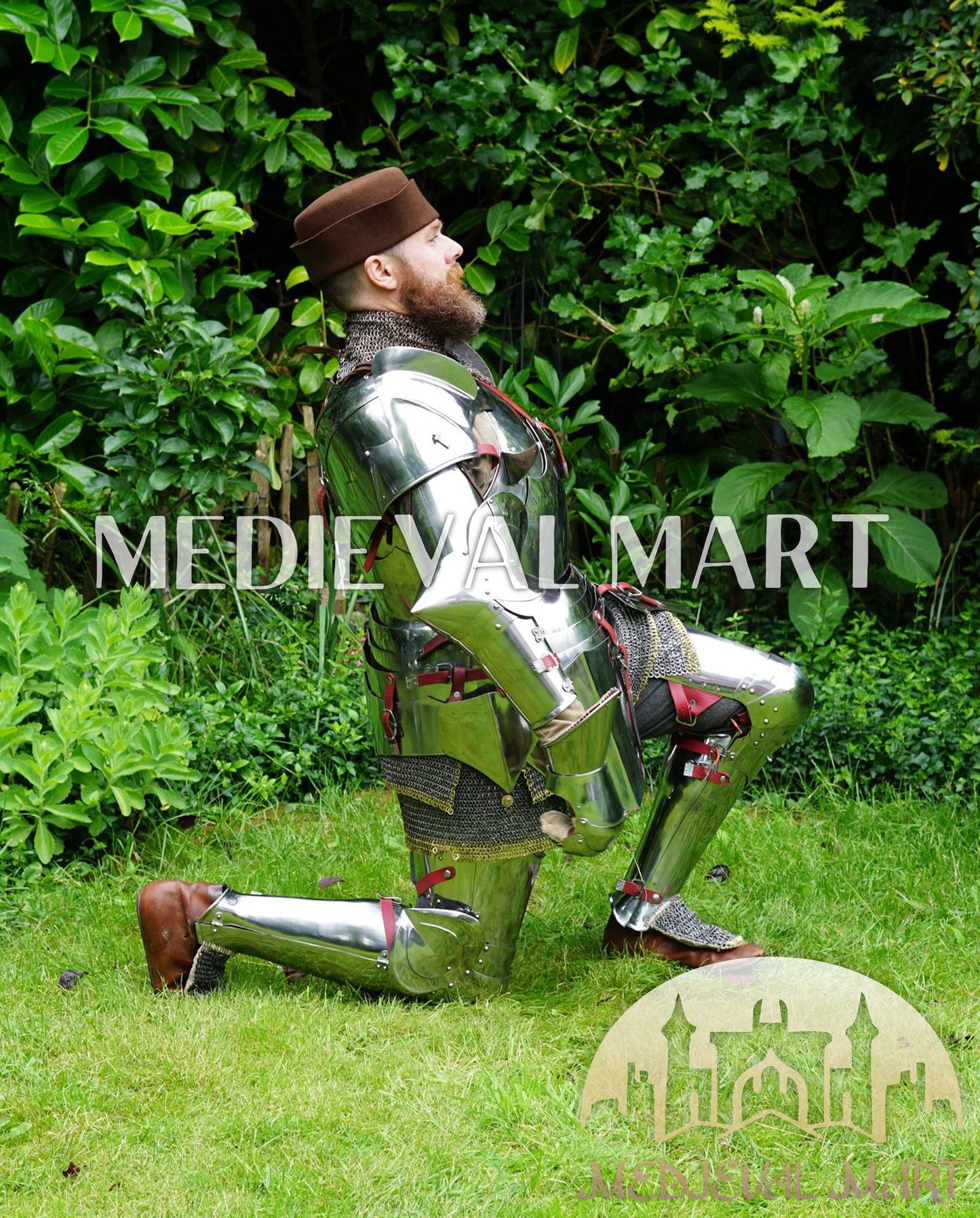 MEDIEVALMART 15th Century Gothic Parade Knight Armor | Late Medieva Full Plate Chainmail Suit for Reenactment