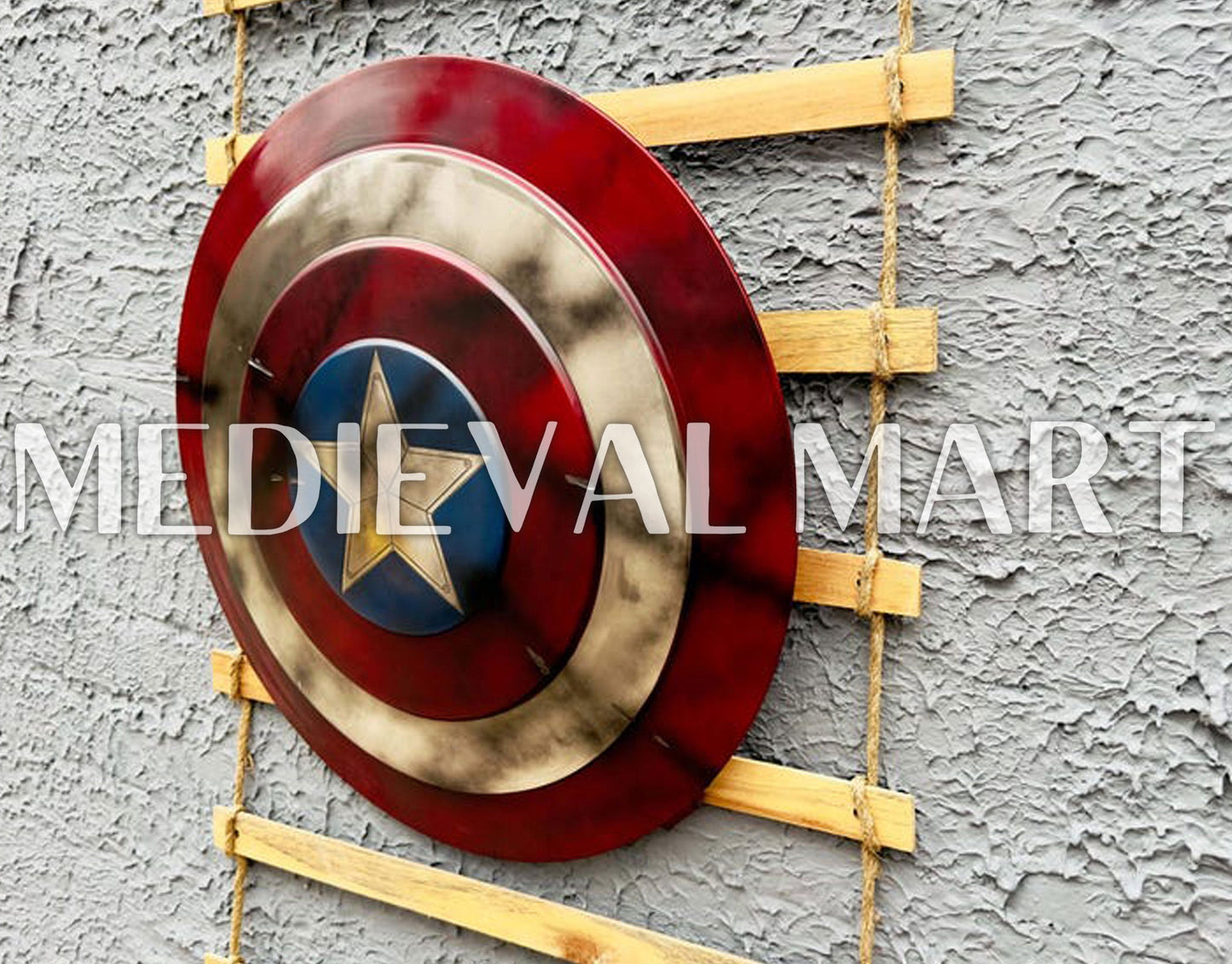 MEDIEVALMART Marvel Legend Captain America Shield Battle Damage Finish Marvel Prop Replica