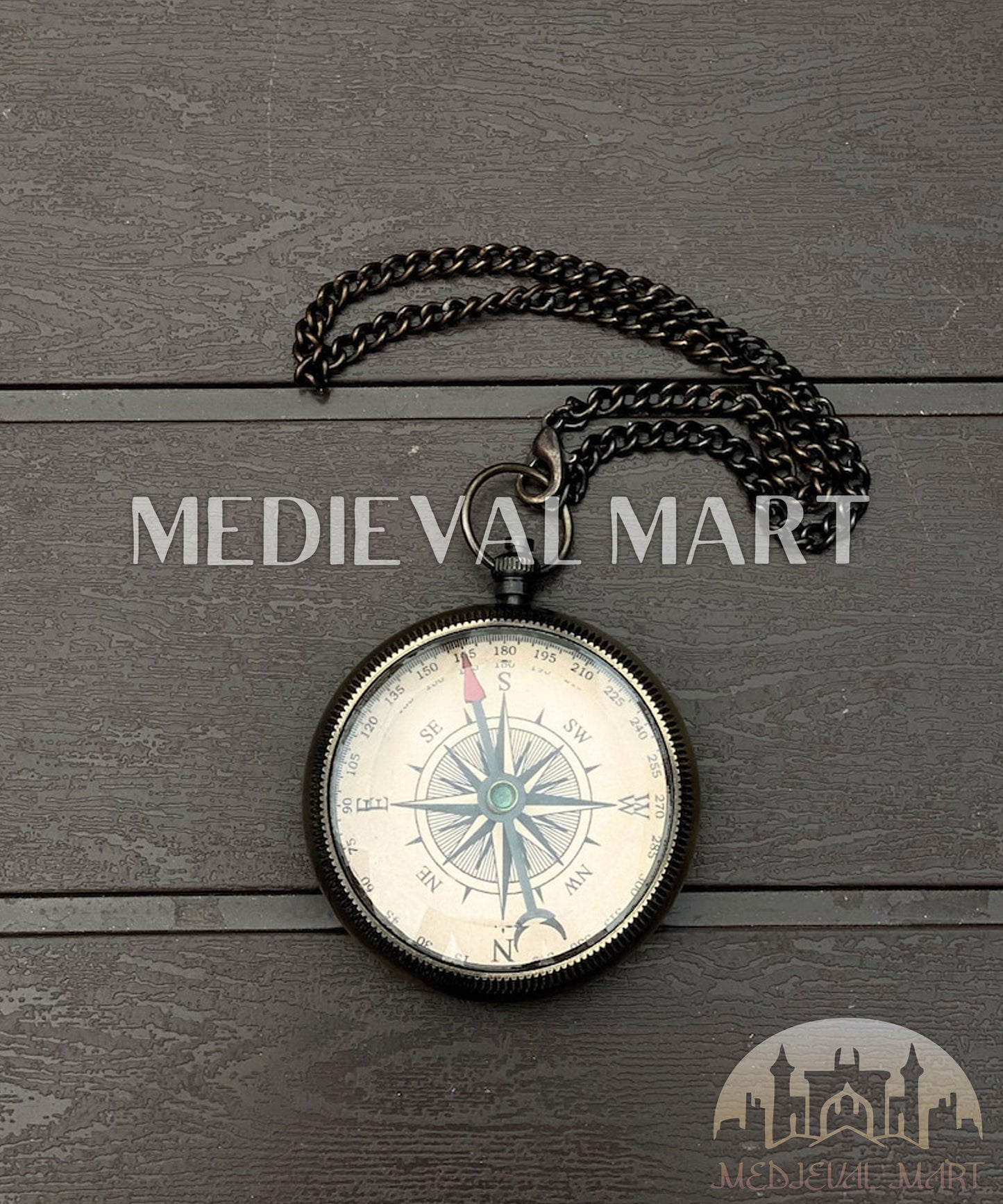 MEDIEVALMART Personalized Antique Finish Locket Compass W/H GEN-2 Custom Wooden Case | Gifts For Her or Mom