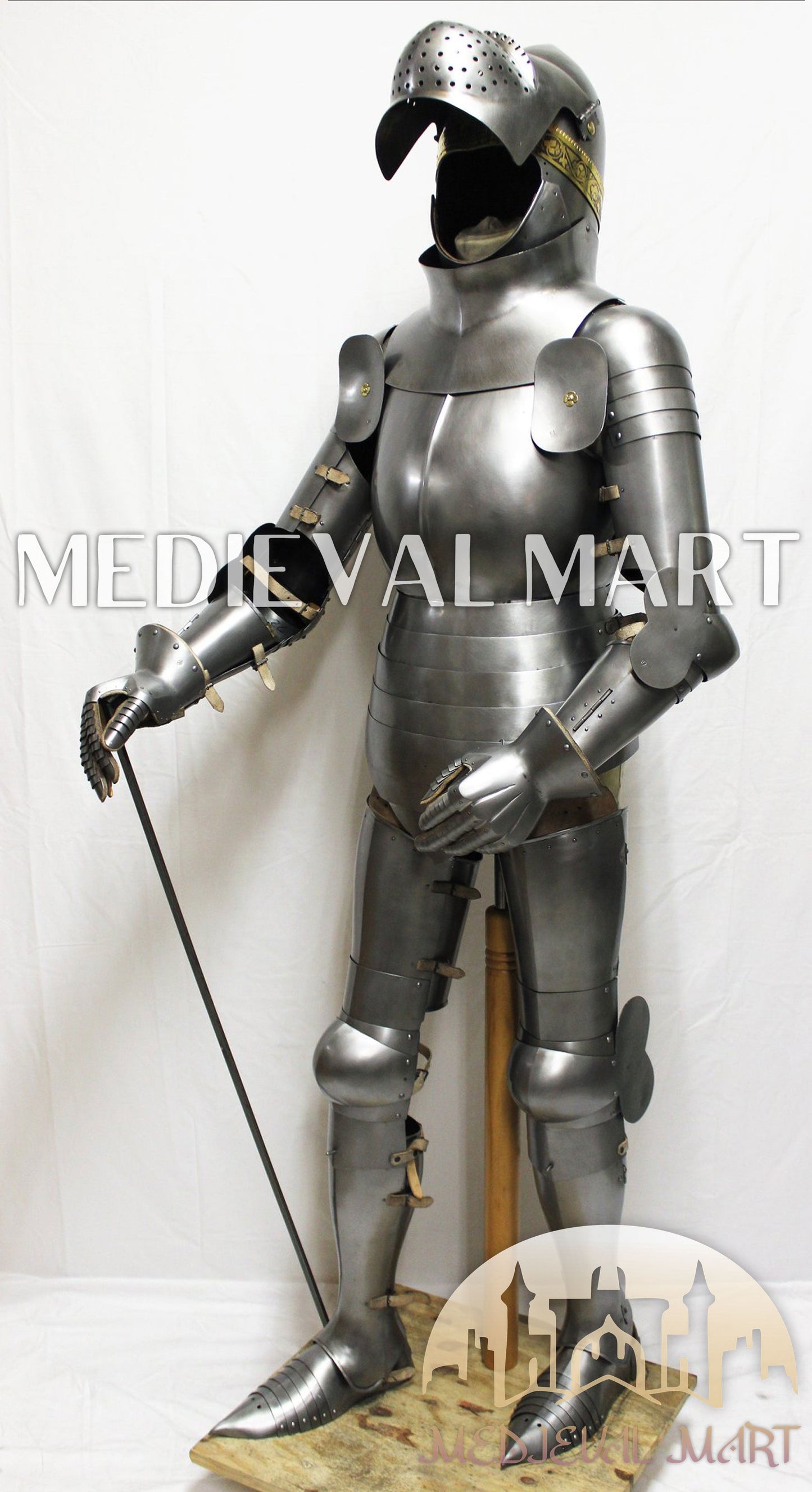 MEDIEVALMART Historical Mild Steel Ancient Rom Soldier Full Armor Costume W/H Bacinet Helmet