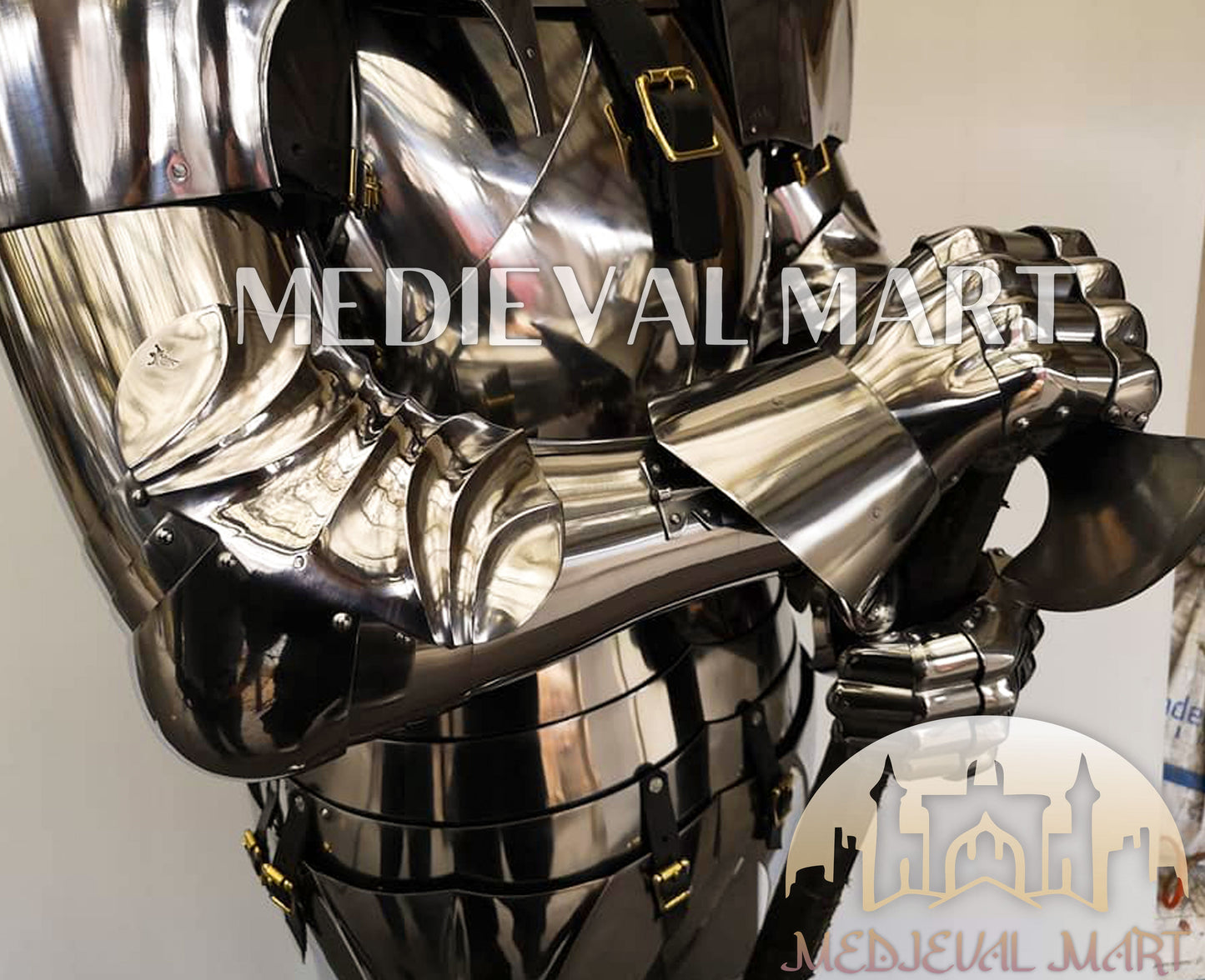 MEDIEVALMART Medieval knight Full Plate Customised English Body Armor With Viking Axe Weapon