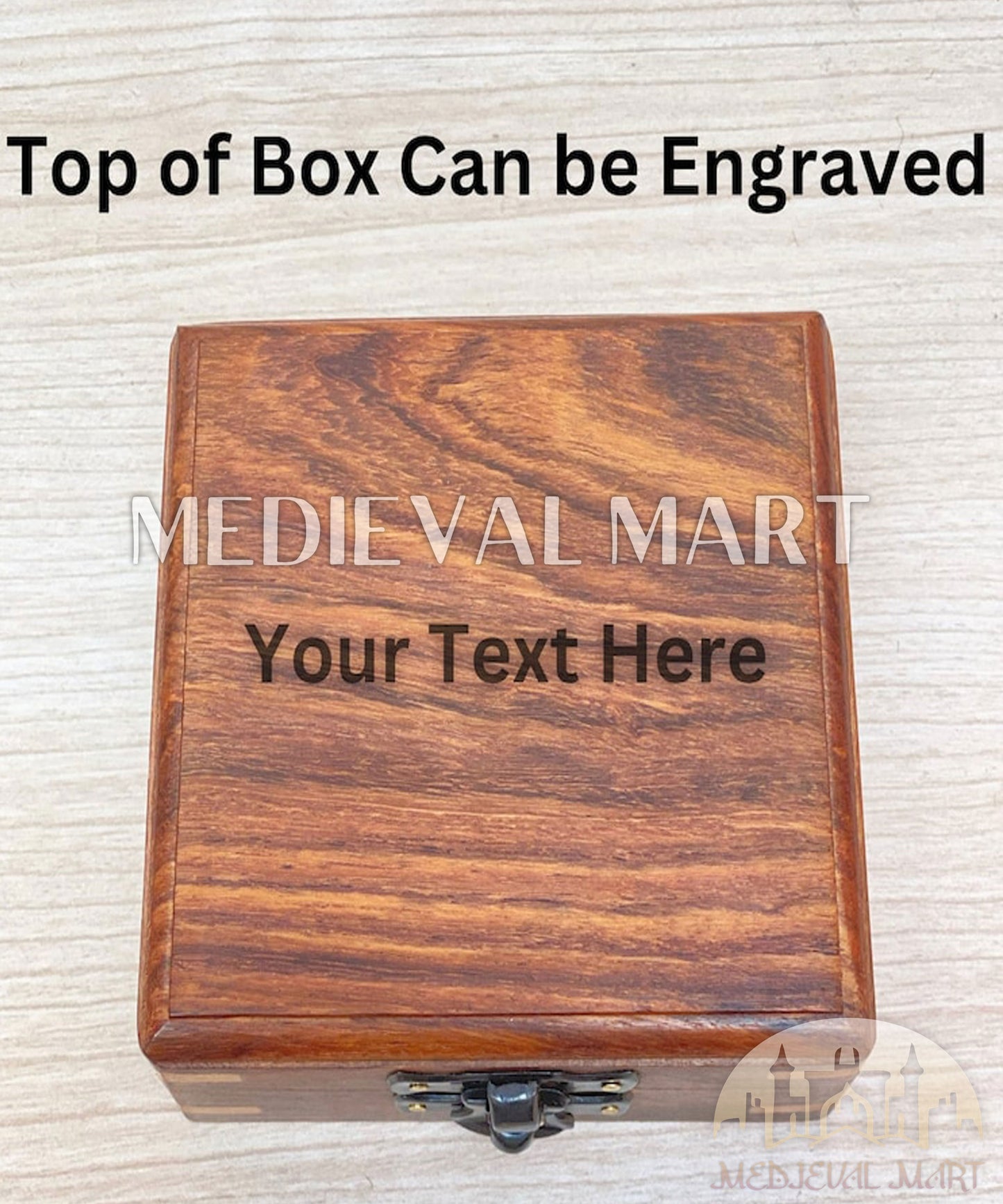 MEDIEVALMART Personalized Nautical Sundial Pocket Compass Antique Finish W/H Gen-1 Wooden Case | Gift For Mom