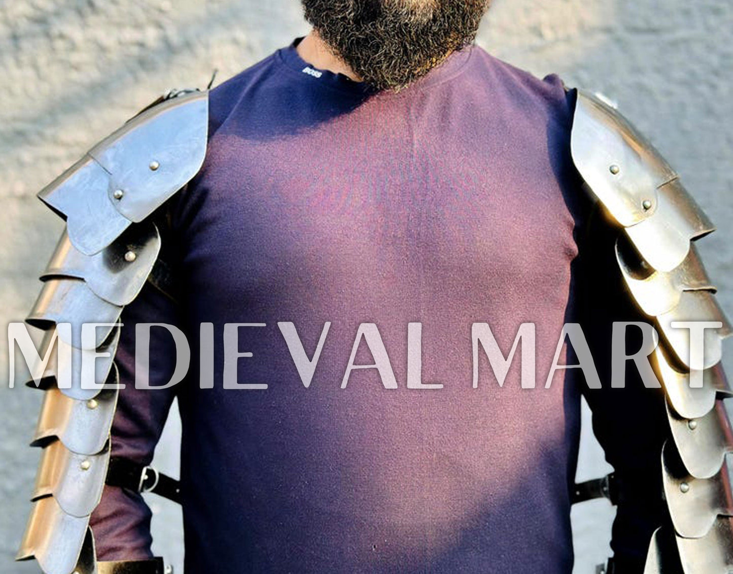 MEDIEVALMART Gladiator Warrior Double Arms Shoulder Armor - Pad LARP Armor