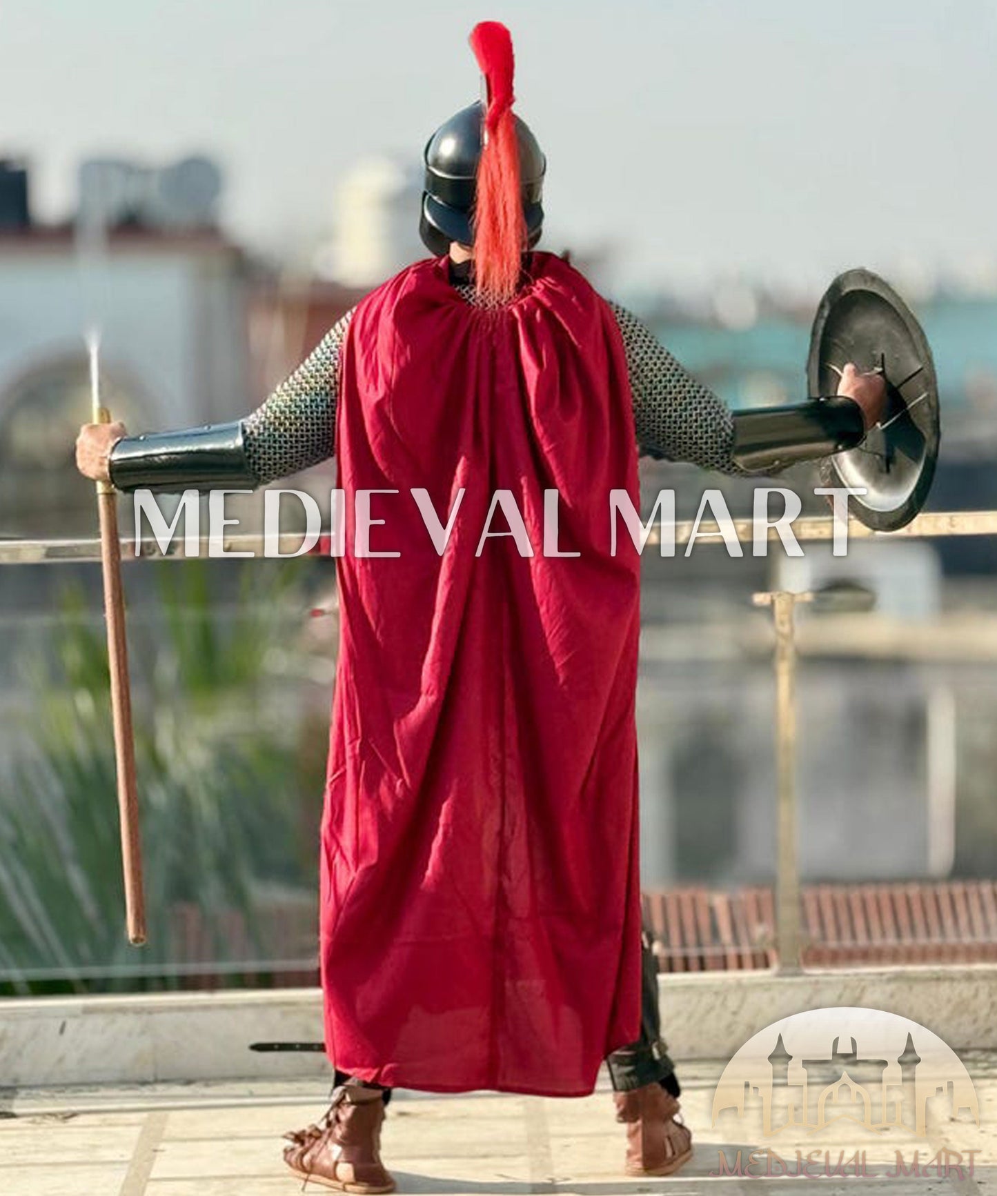 MEDIEVALMART Medieval Black Knight Steel Greek 300 Spartan King Leonidas Full Costume