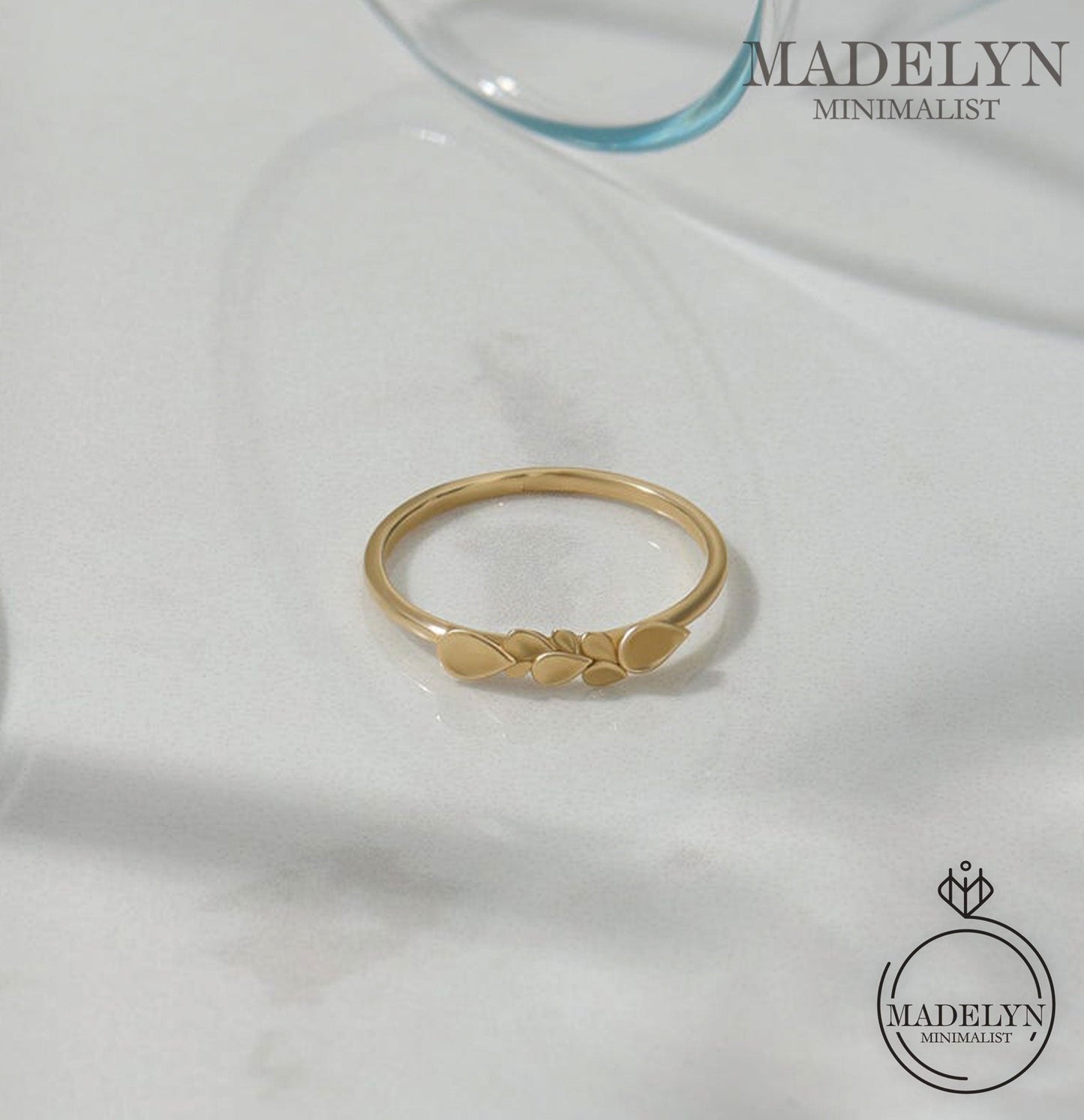 MADELYN MINIMALIST 14k Solid Gold Minimalist Flower Promise Ring | Gift For Girlfriend
